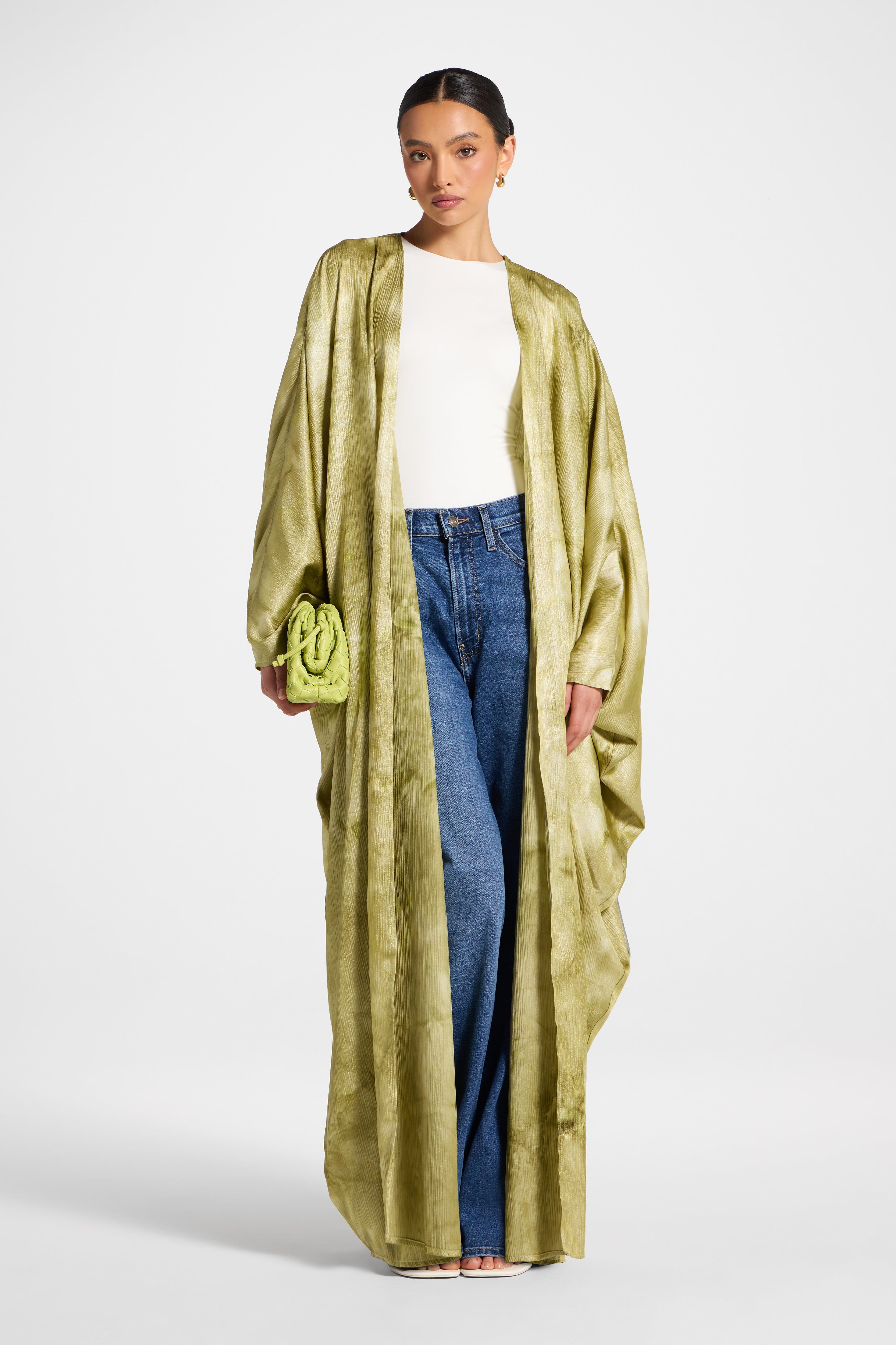 Printed Open Abaya - Sage Abayas Veiled 