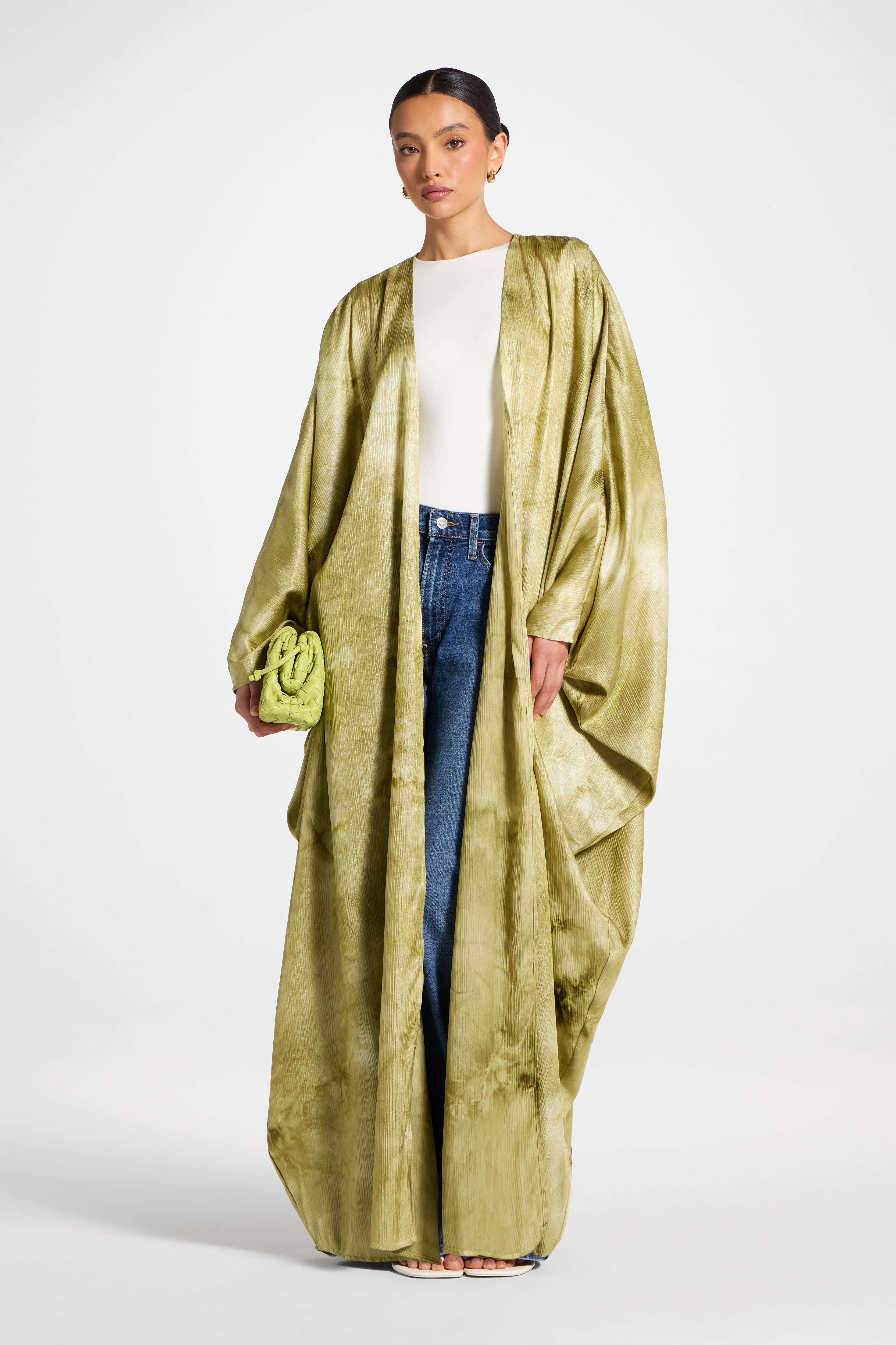 Printed Open Abaya - Sage Abayas Veiled 