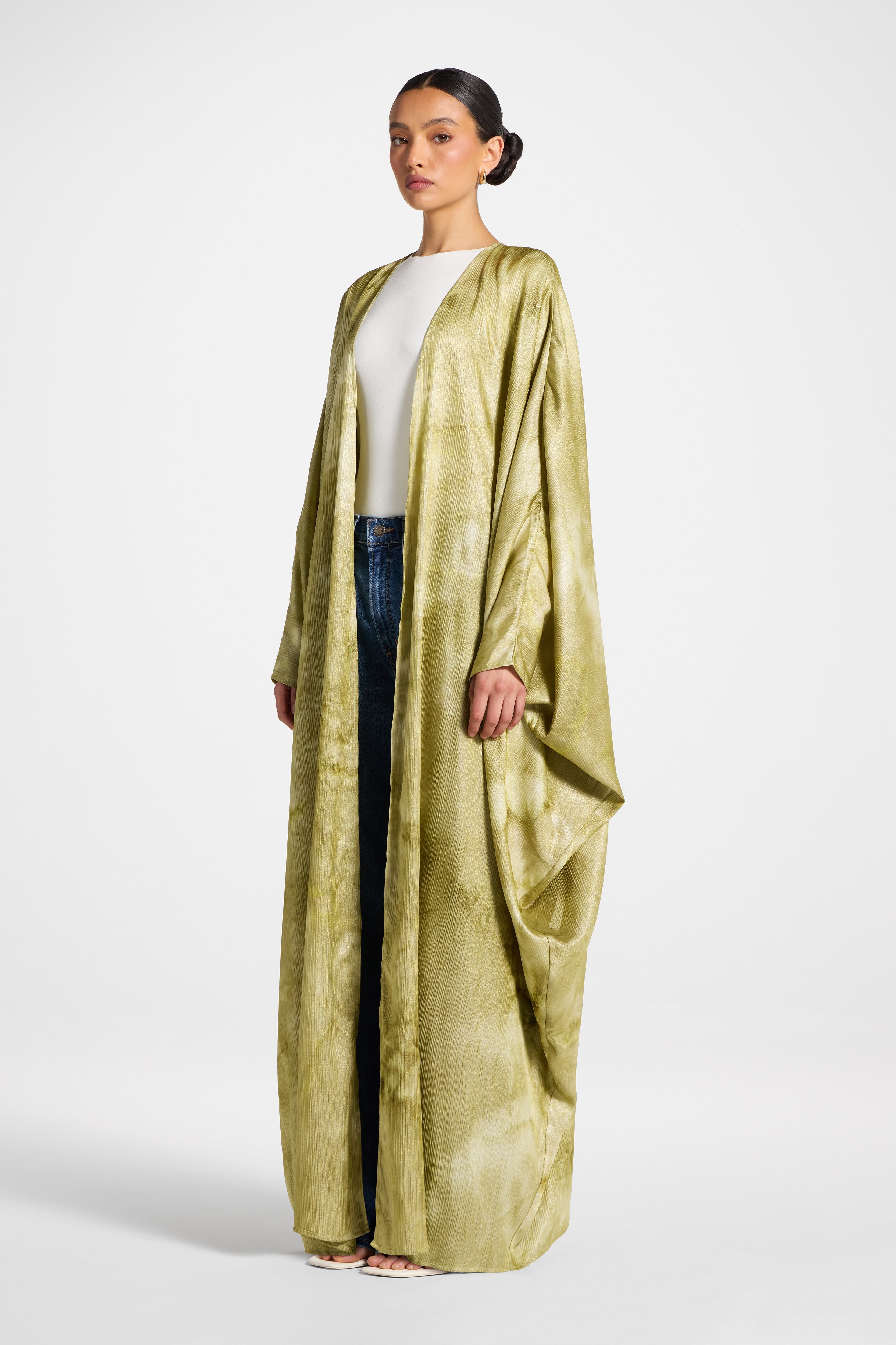 Printed Open Abaya - Sage Abayas Veiled 