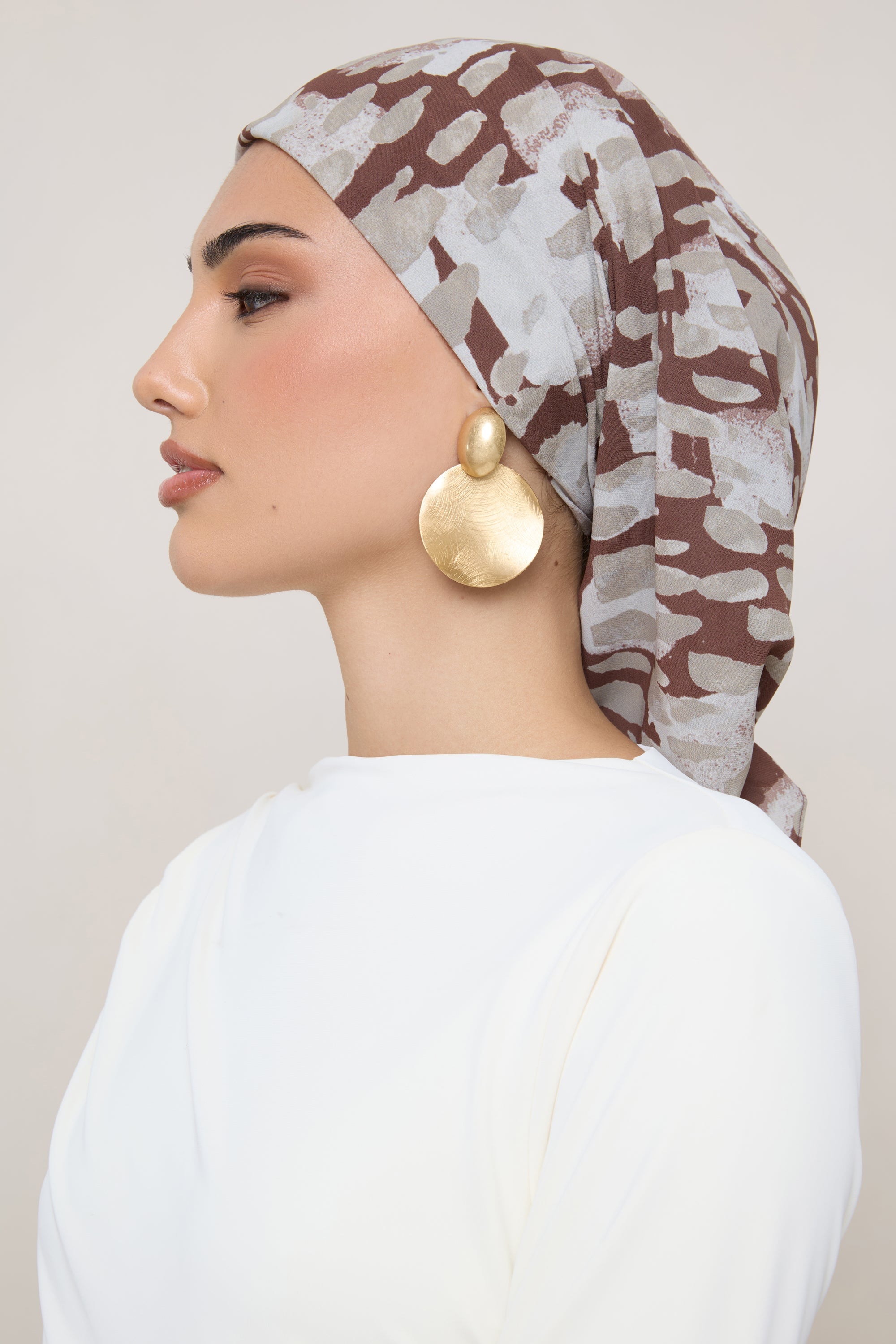 Printed Square Chiffon Hijab - Cloudburst Hijab Veiled 