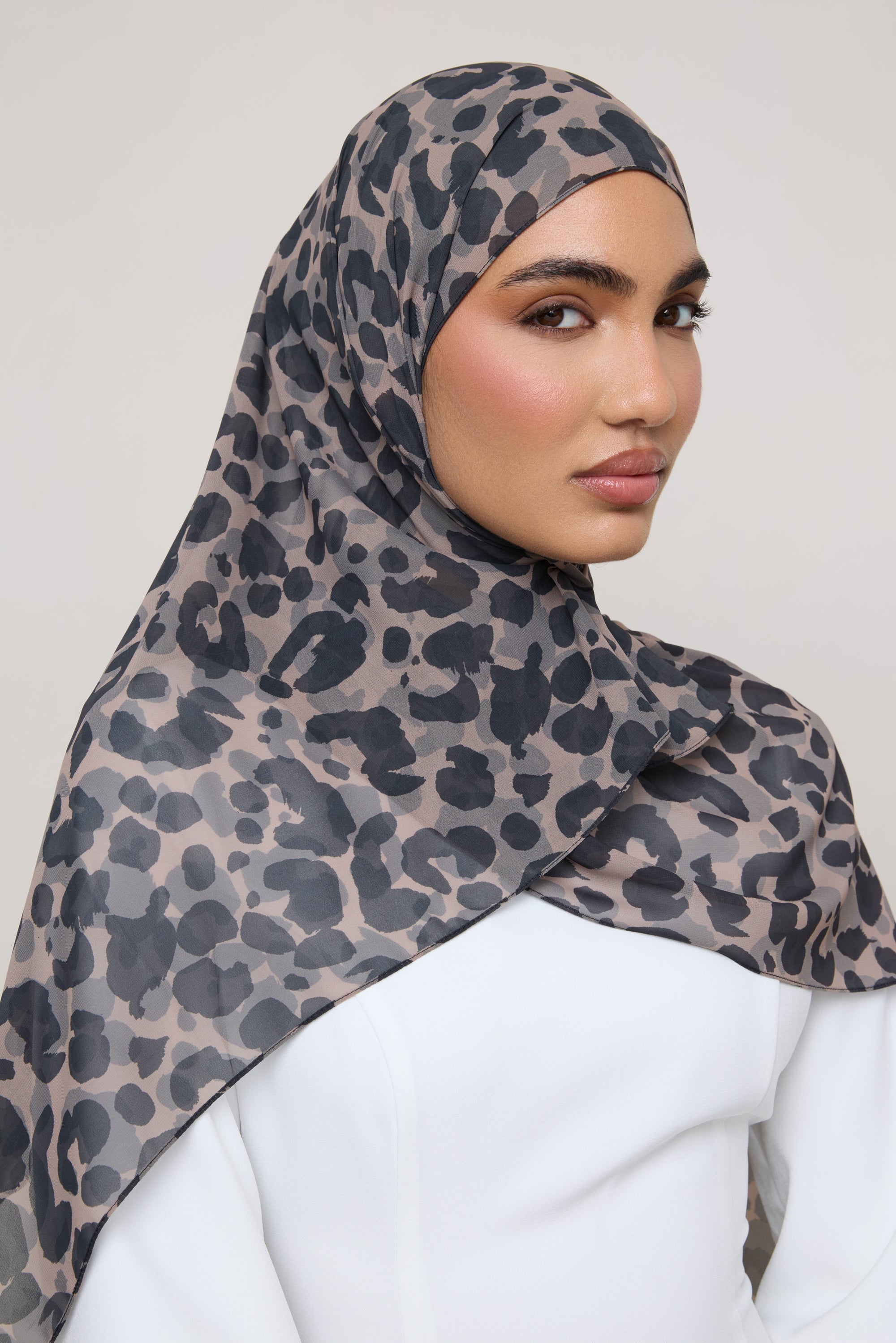 Printed Square Chiffon Hijab - Dune Spots Hijab Veiled 