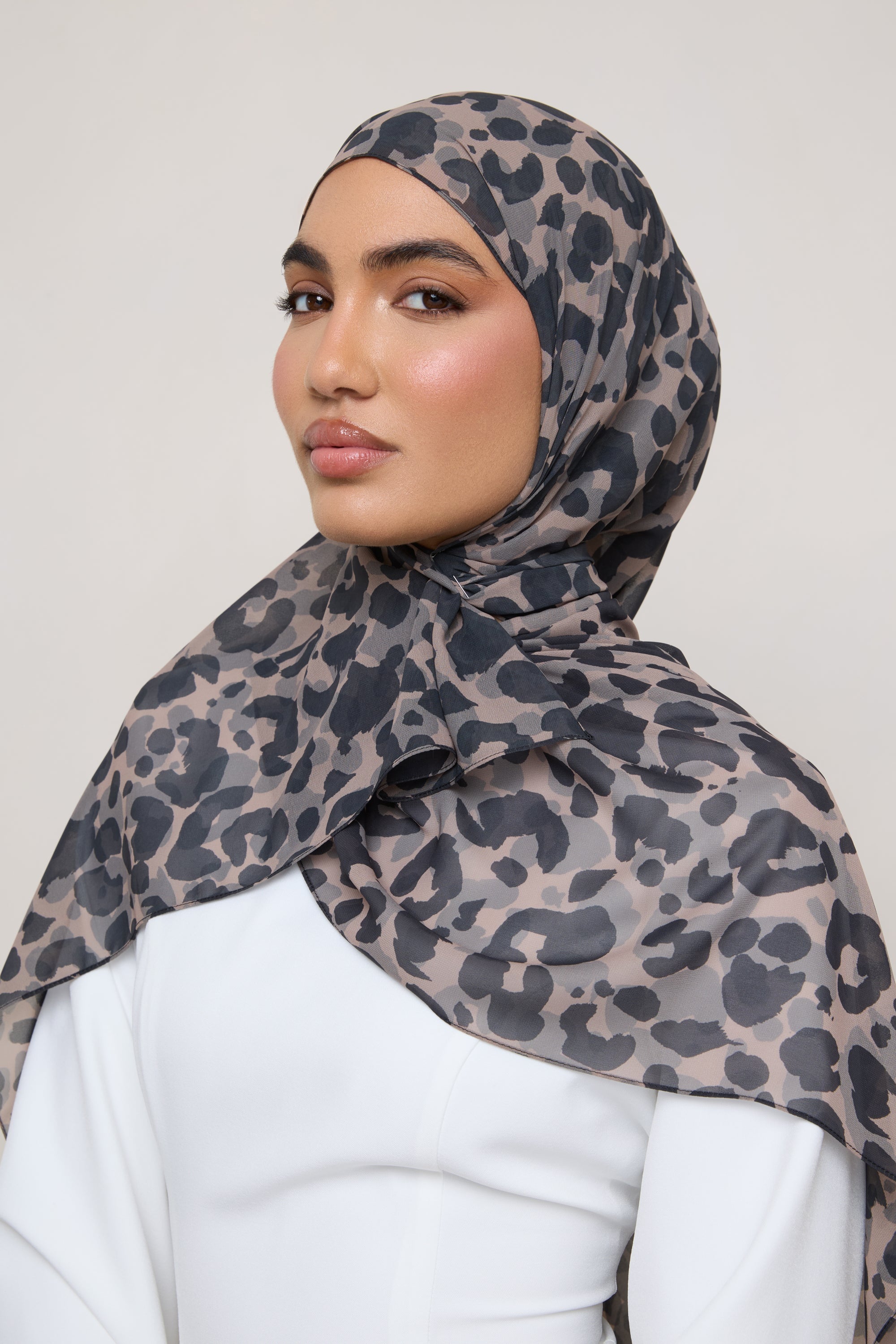 Printed Square Chiffon Hijab - Dune Spots Hijab Veiled 