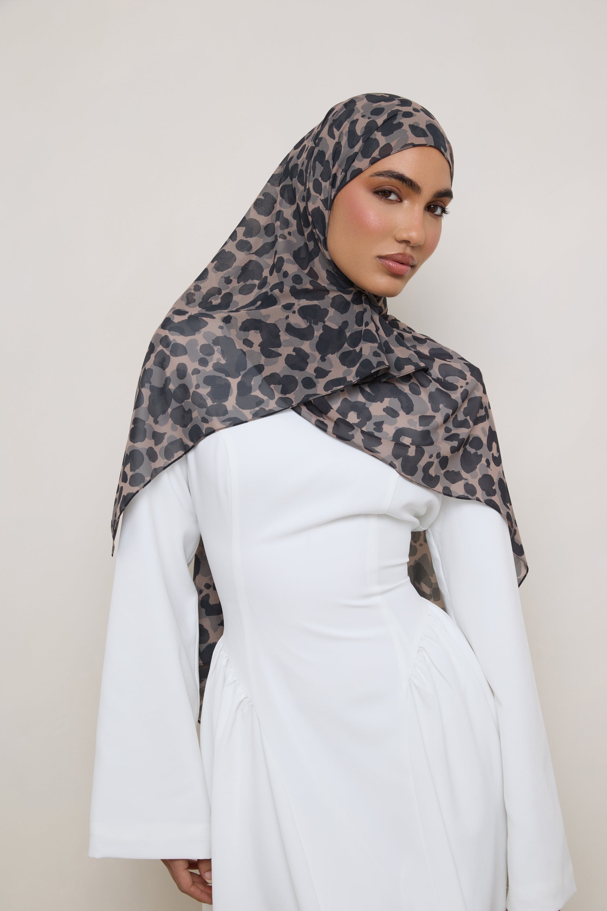 Printed Square Chiffon Hijab - Dune Spots Hijab Veiled 