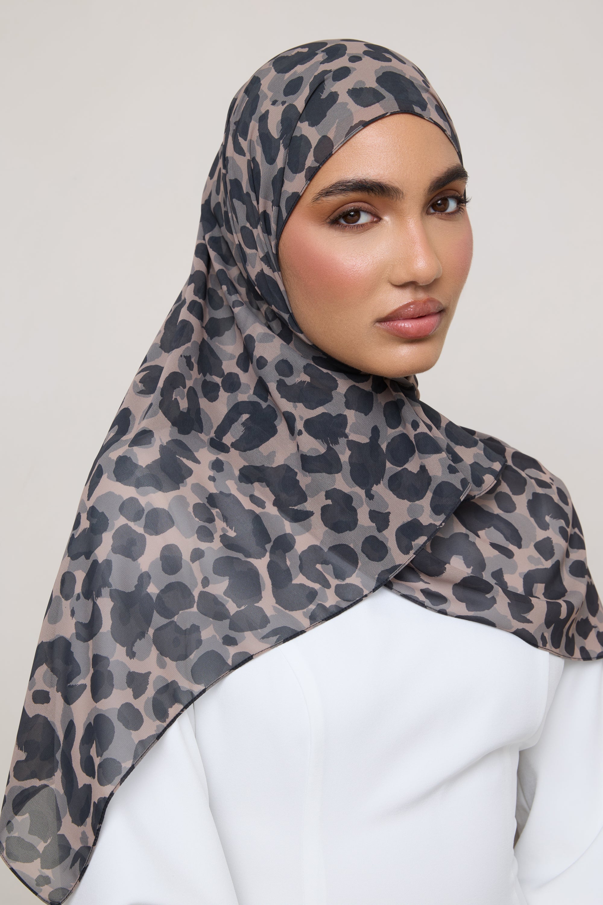 Printed Square Chiffon Hijab - Dune Spots Hijab Veiled 