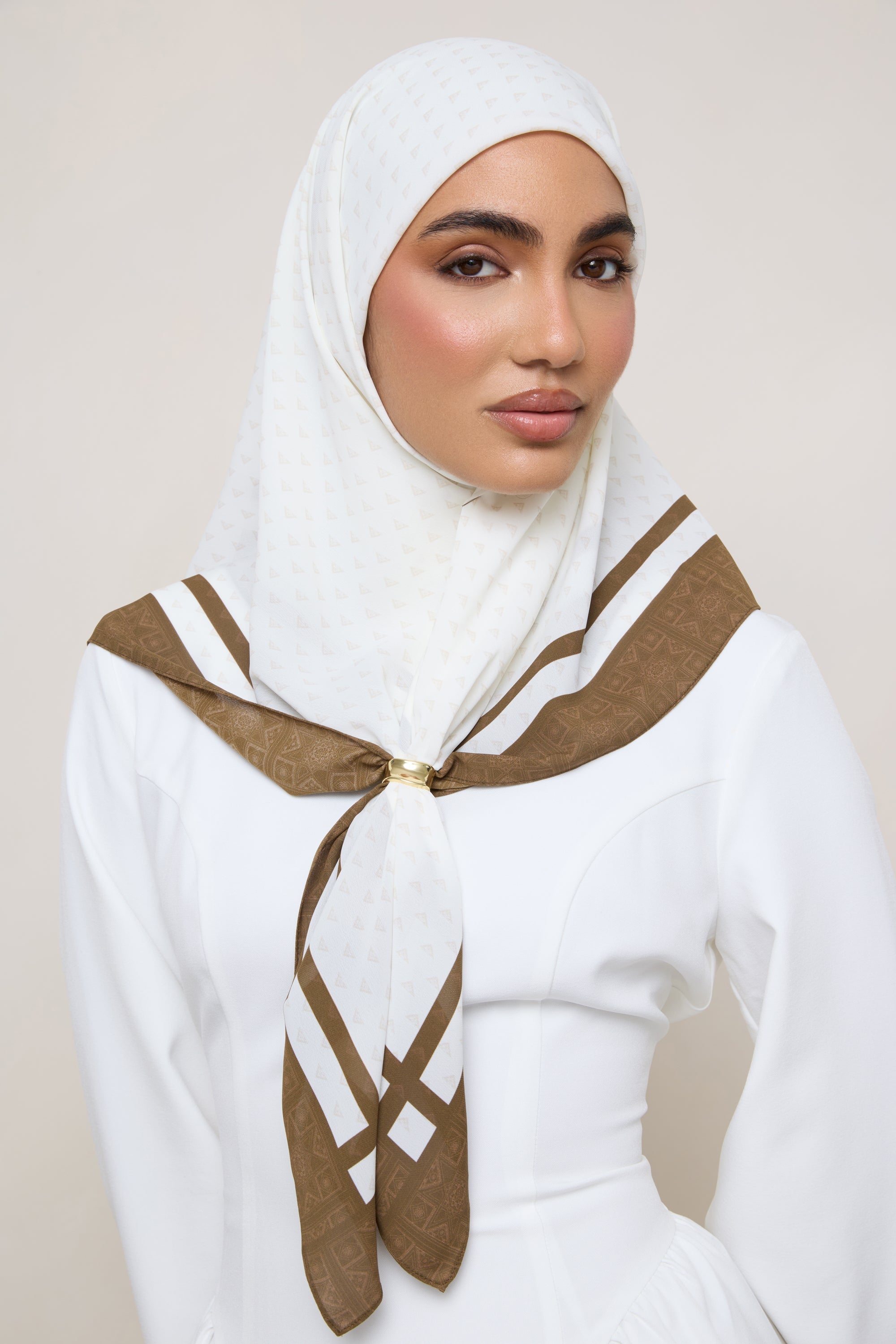 Printed Square Chiffon Hijab - Mosaic Hijab Veiled 