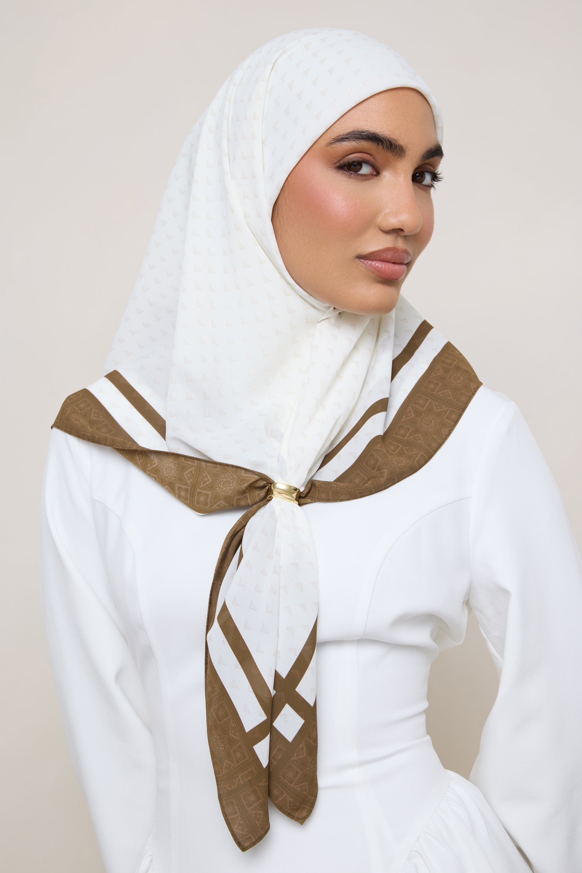 Printed Square Chiffon Hijab - Mosaic Hijab Veiled 