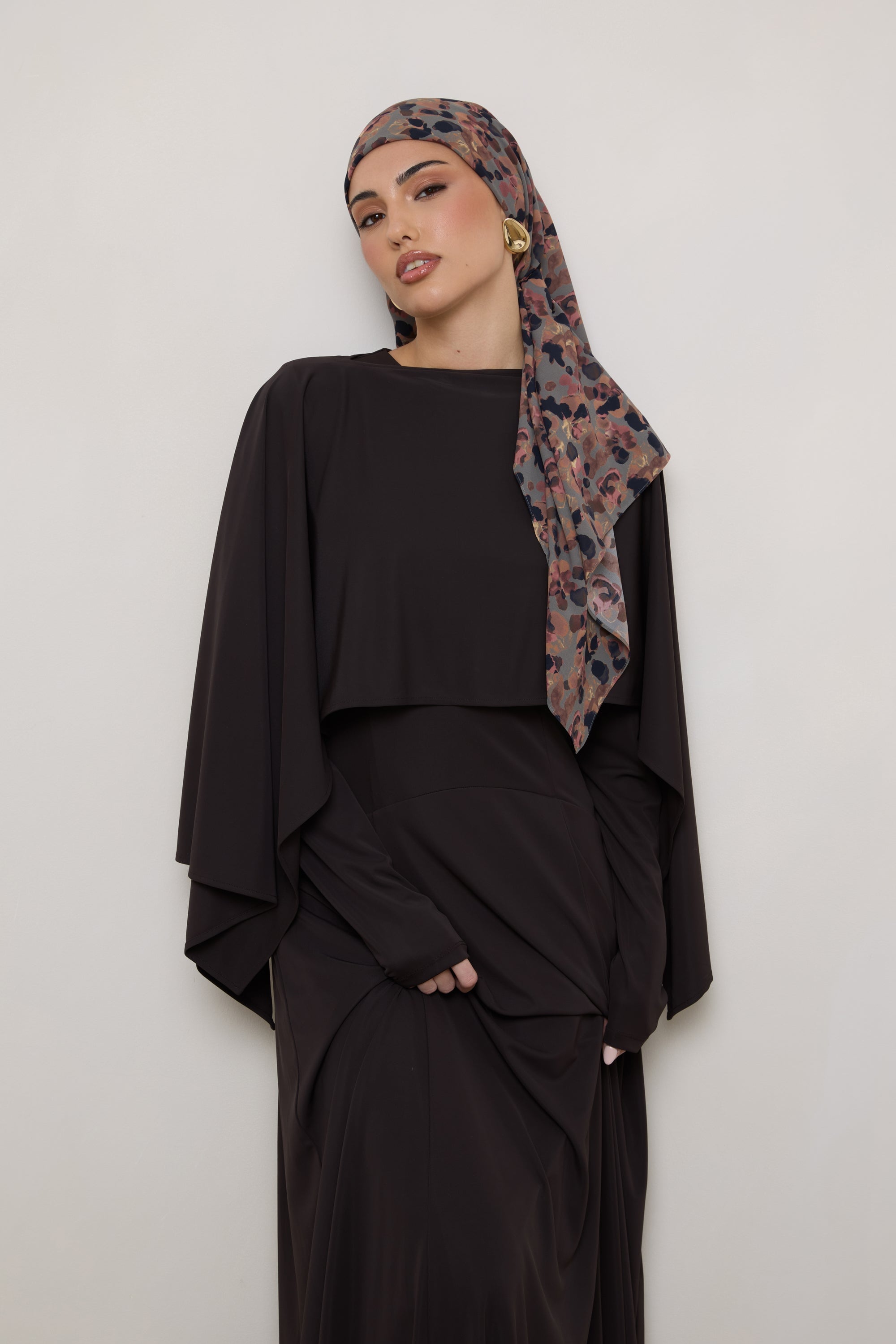 Printed Square Chiffon Hijab - Watercolor Bloom Hijab Veiled 
