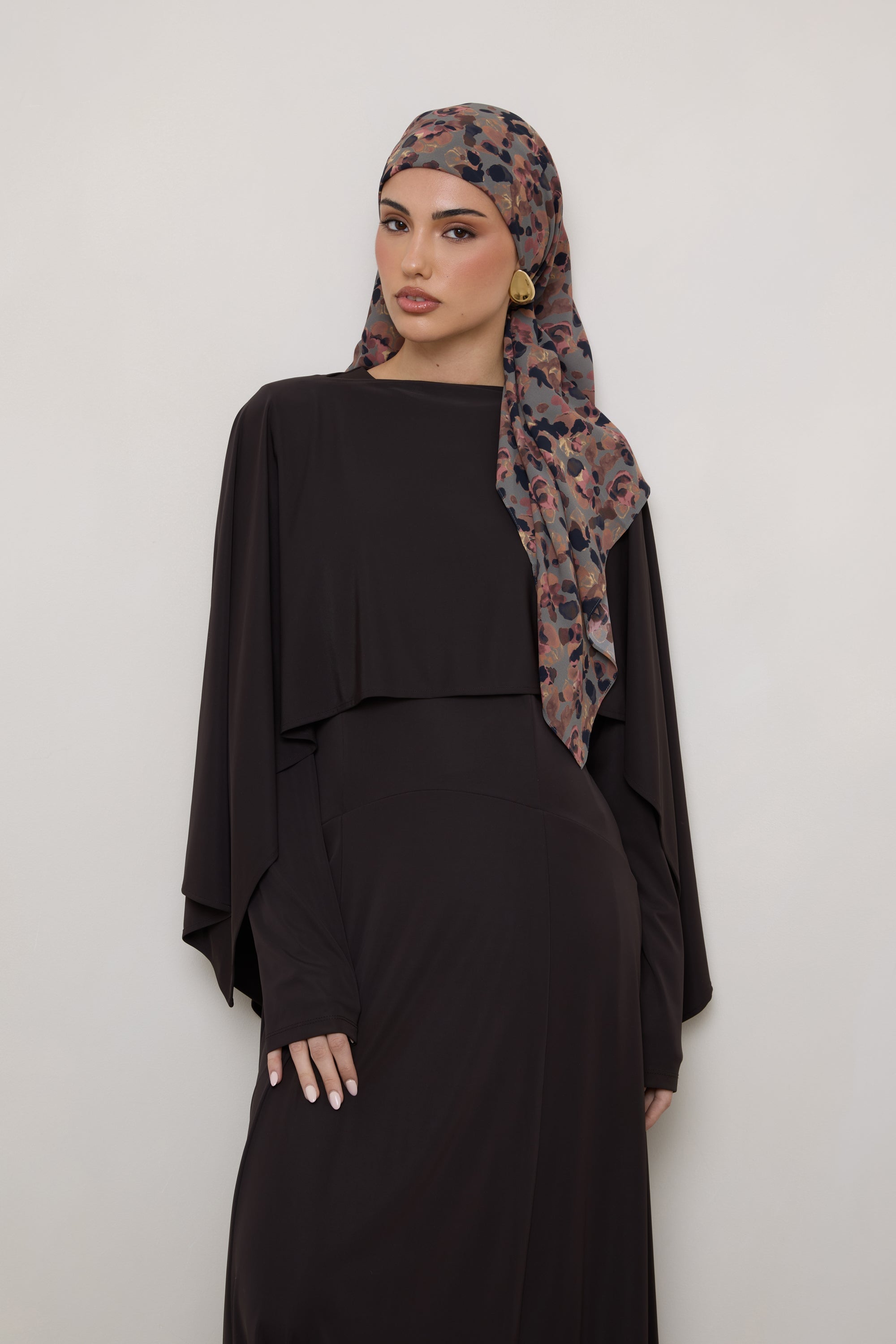 Printed Square Chiffon Hijab - Watercolor Bloom Hijab Veiled 