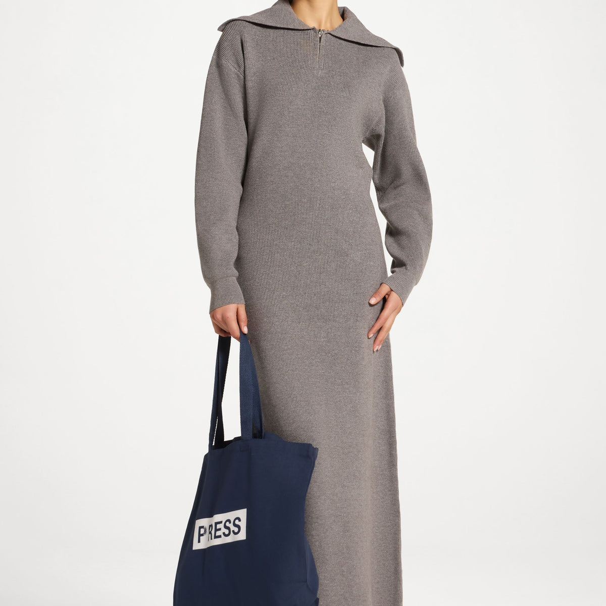 knee length dresses for ladies Grey Hartley Knit Maxi Dress
