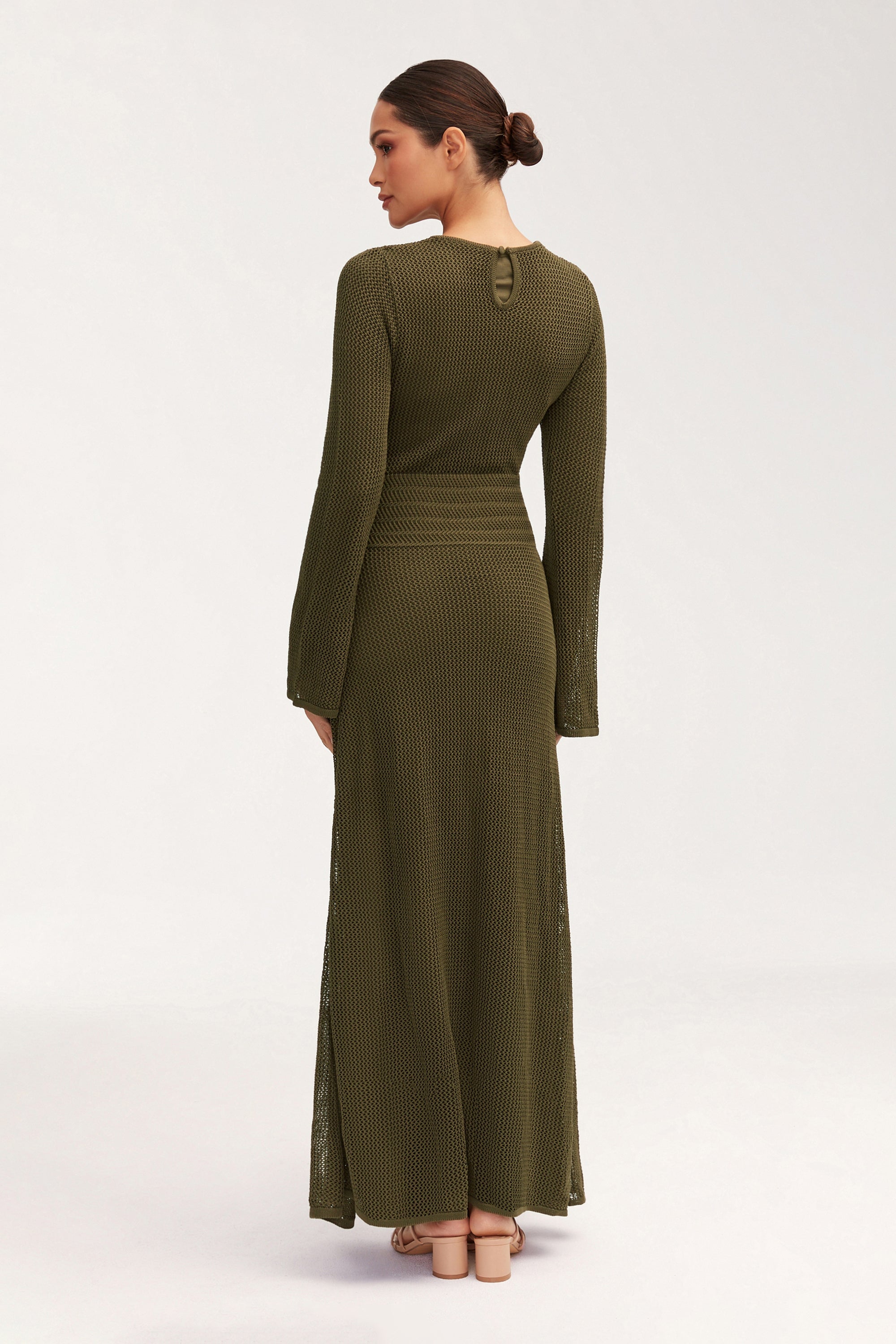 Rachel Crochet Maxi Dress - Dark Olive Clothing Veiled 