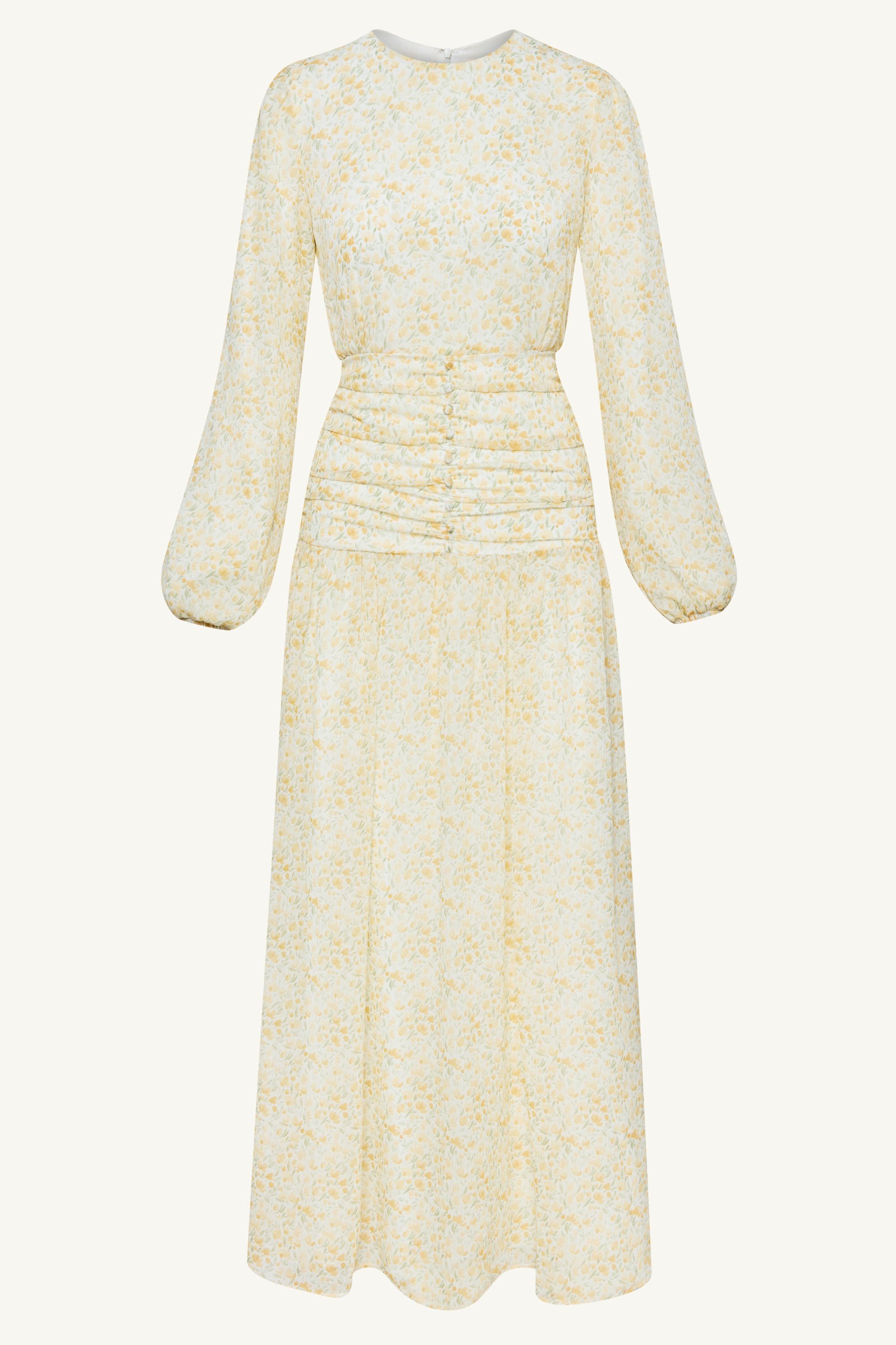 Randa Rouched Maxi Dress - Honey Floral Clothing Veiled 