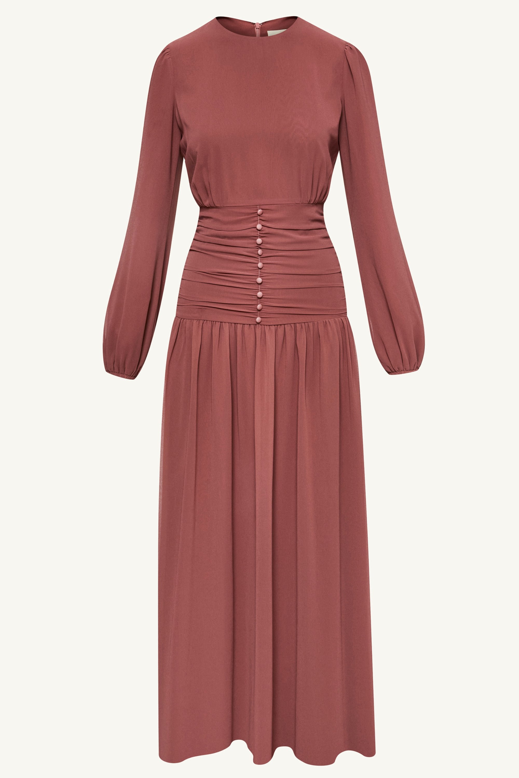 Randa Rouched Maxi Dress - Toasted Pecan Clothing Veiled 