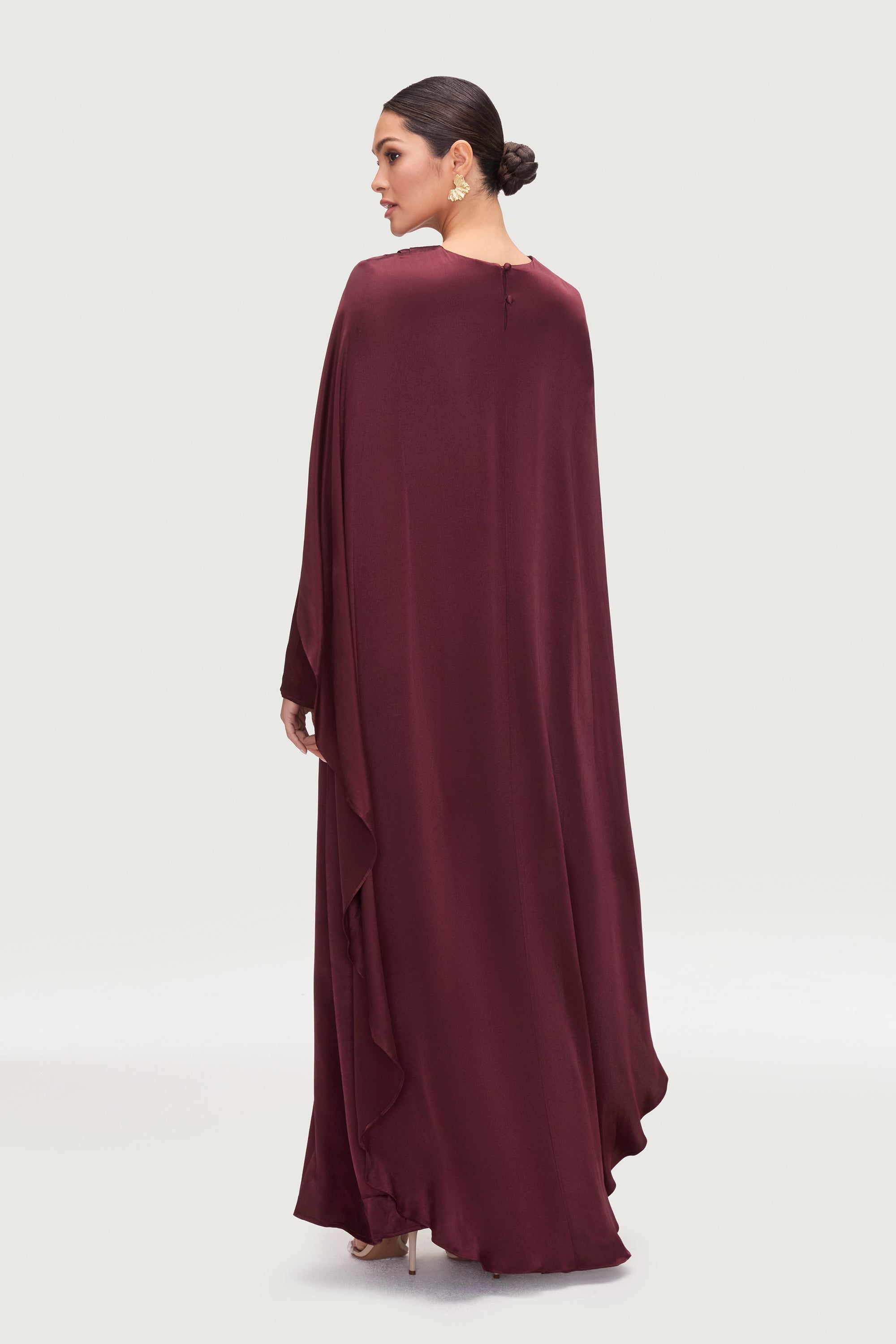 Raneem Silk Asymmetric Cape Dress - Karaz Dresses Veiled 