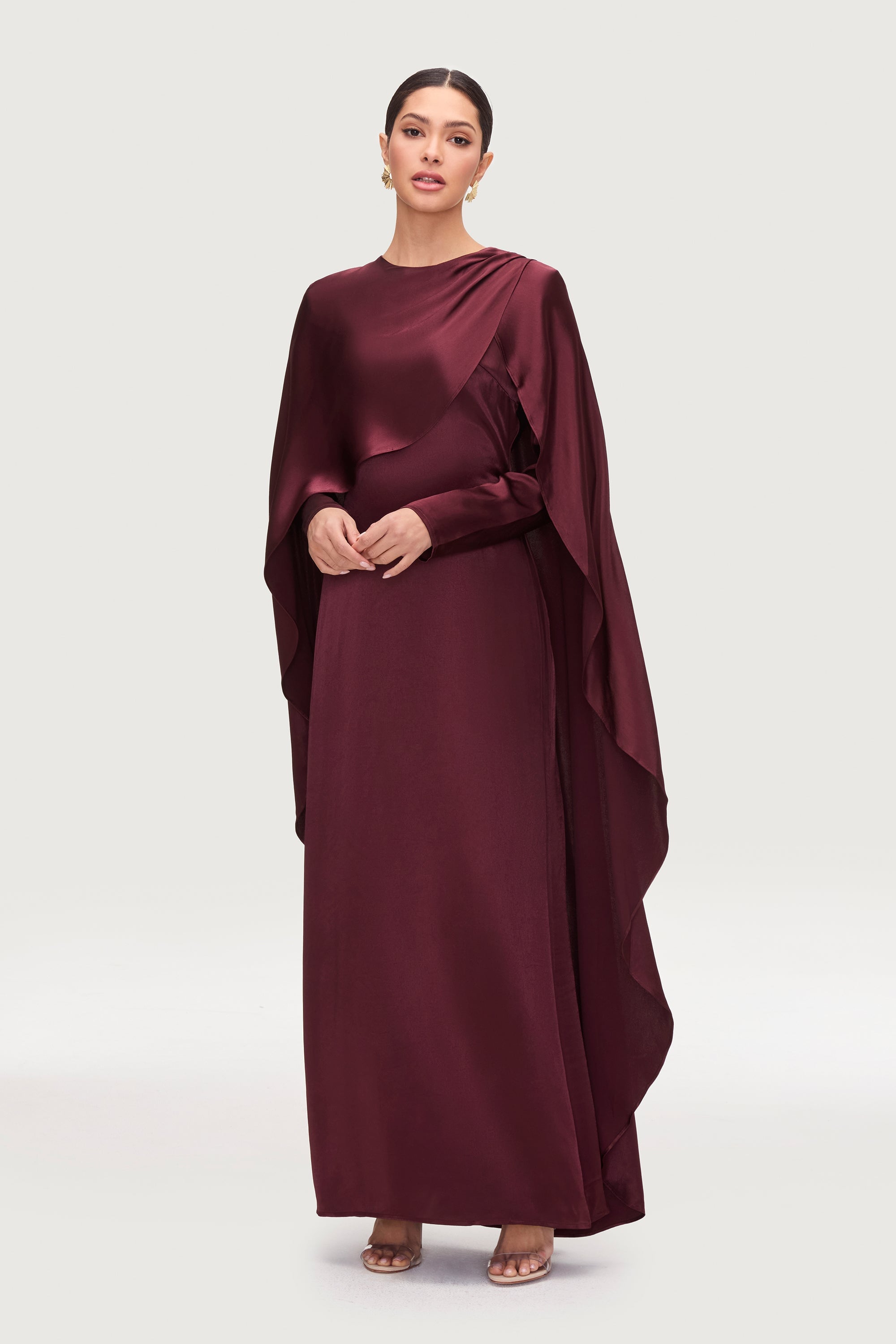 Raneem Silk Asymmetric Cape Dress - Karaz Dresses Veiled 