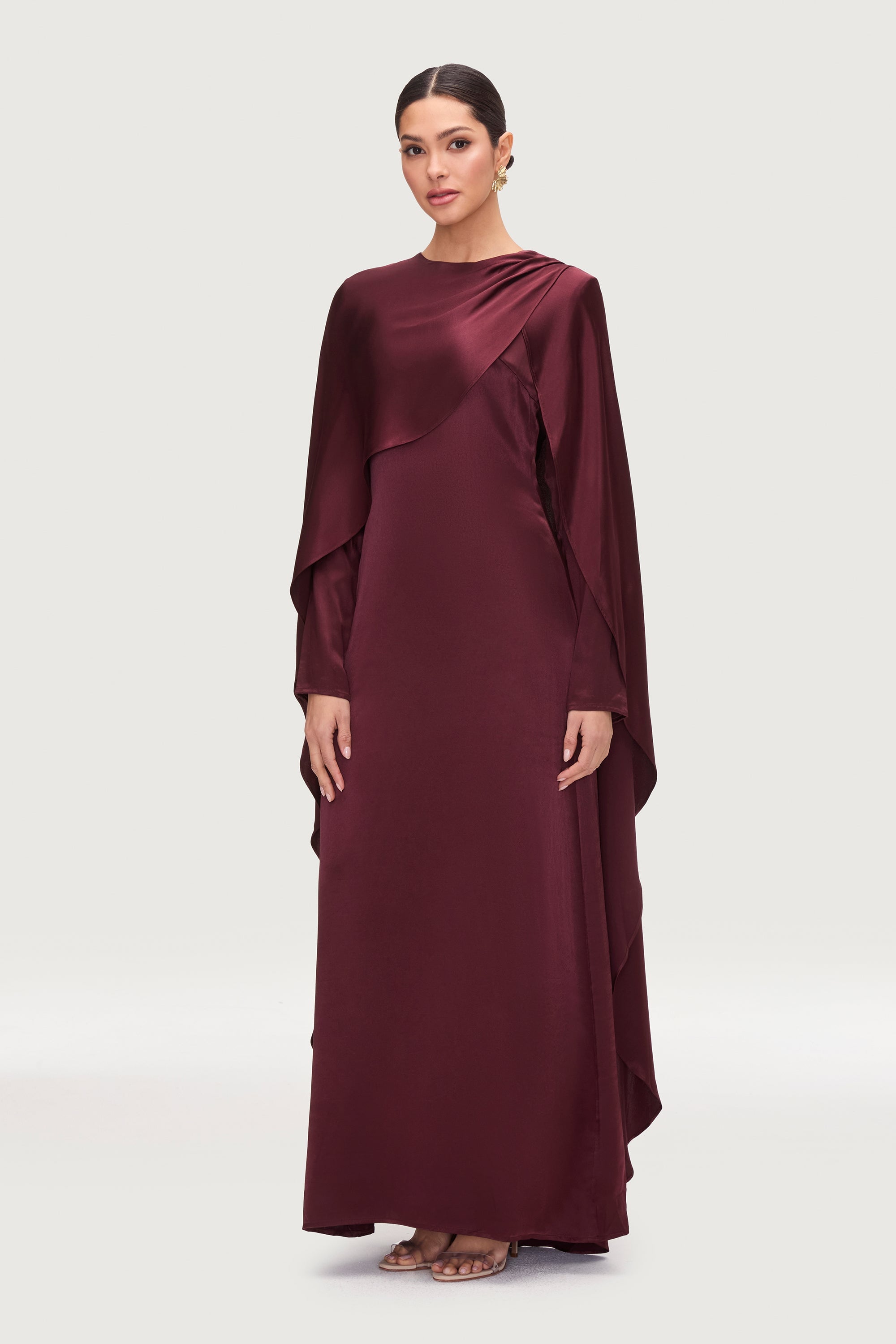 Raneem Silk Asymmetric Cape Dress - Karaz Dresses Veiled 