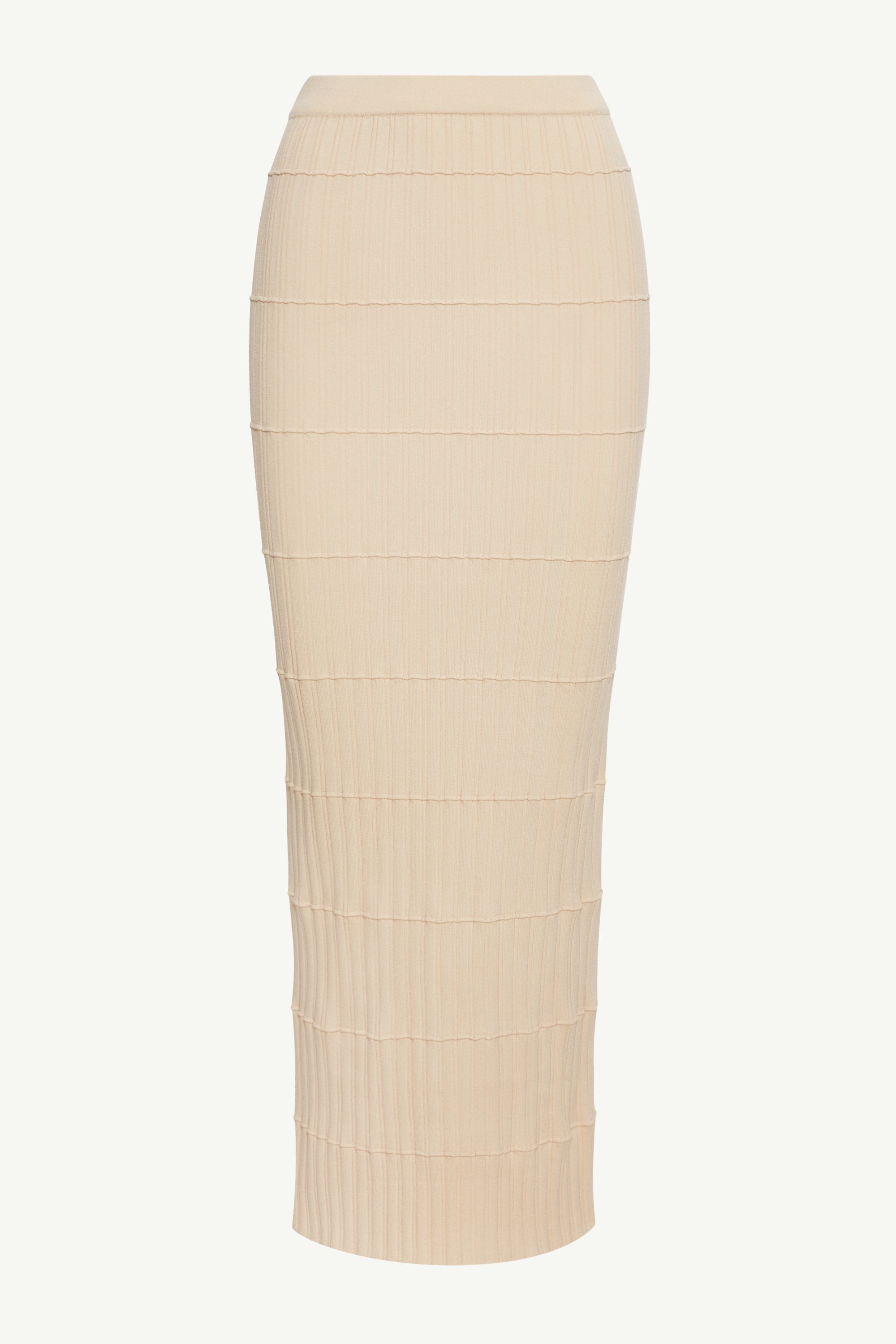 Rania Ribbed Knit Maxi Skirt Beige L