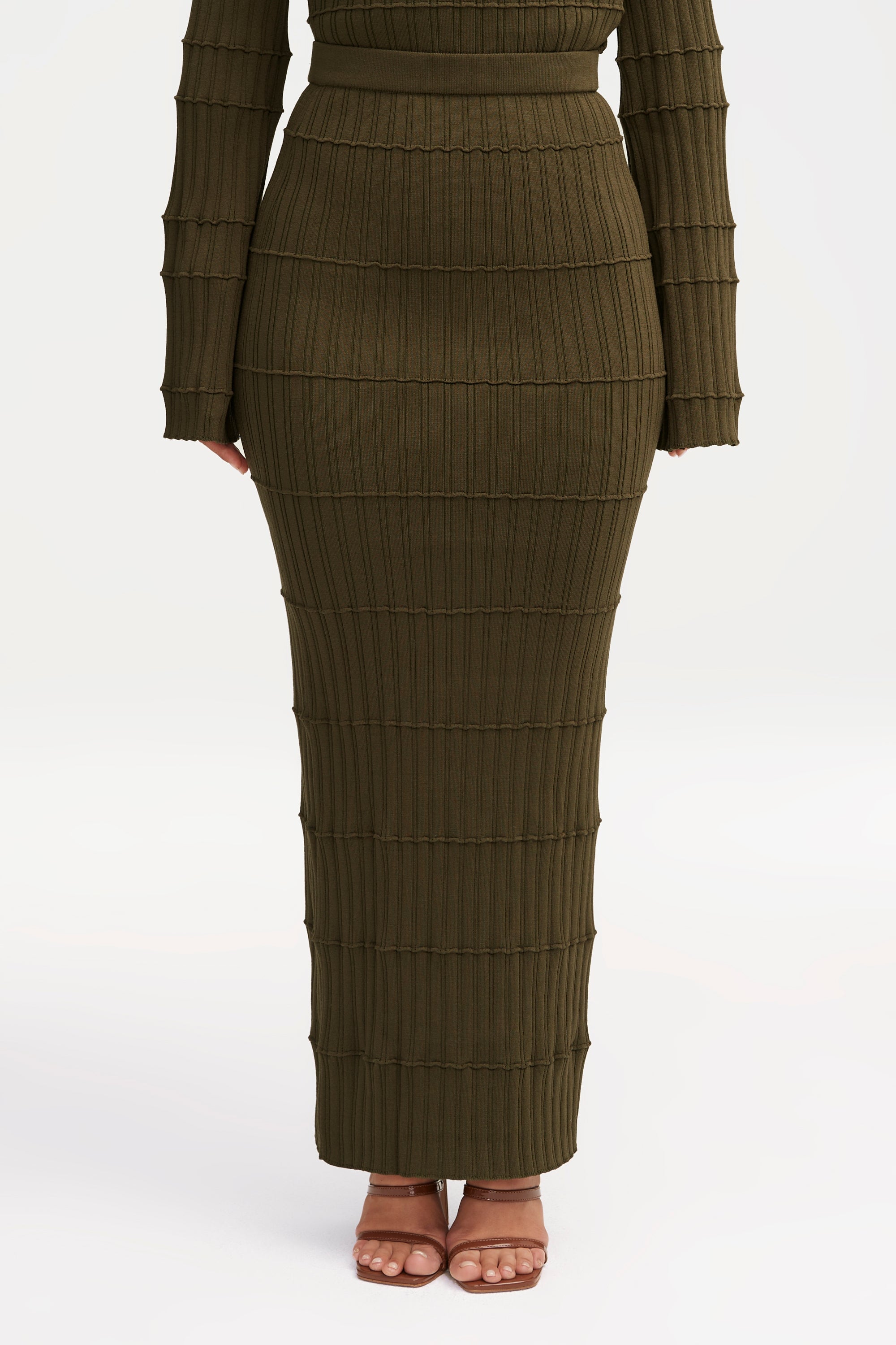 Rania Ribbed Knit Maxi Skirt - Sage Clothing Veiled 