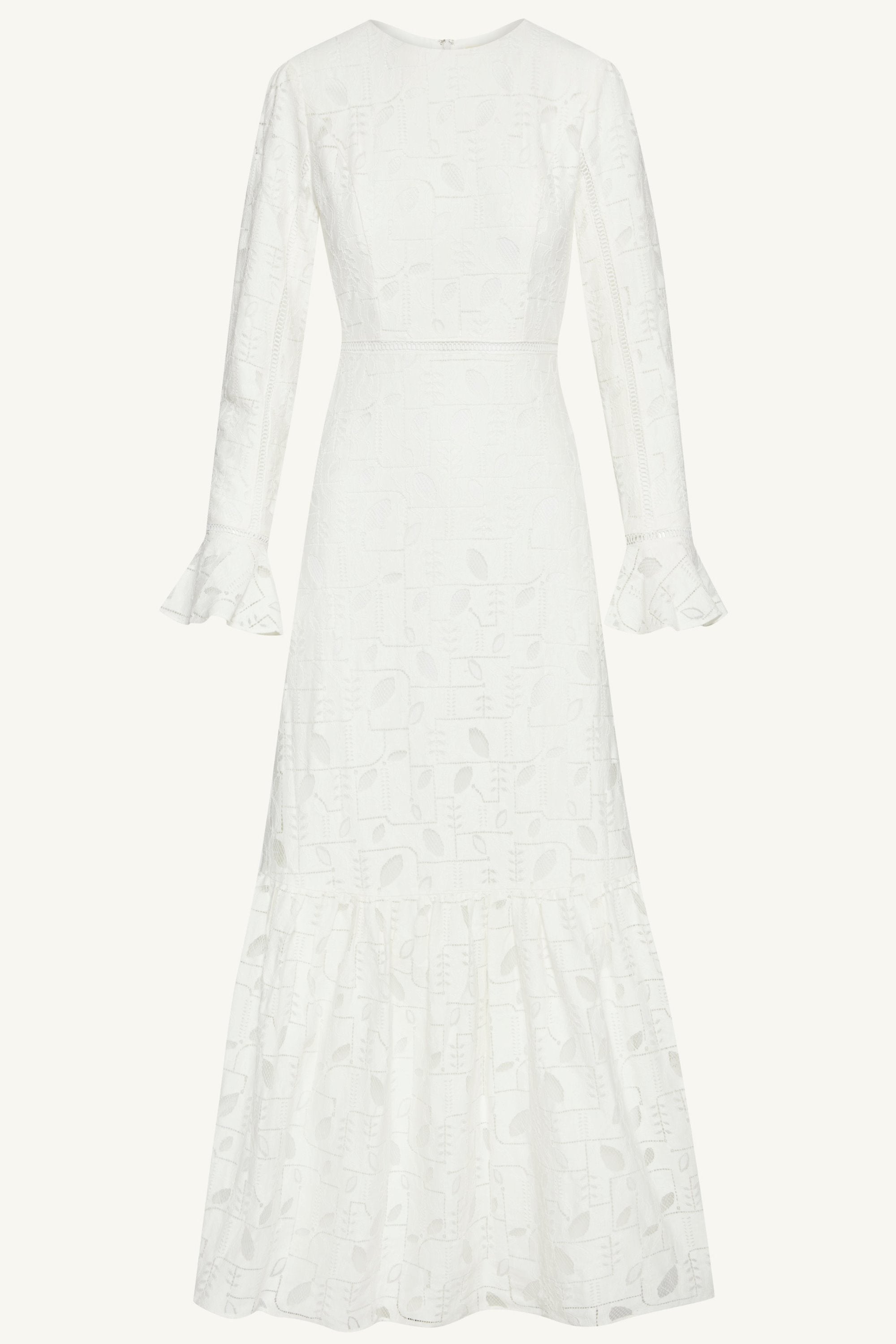 Rayaa White Lace Maxi Dress Clothing Veiled 