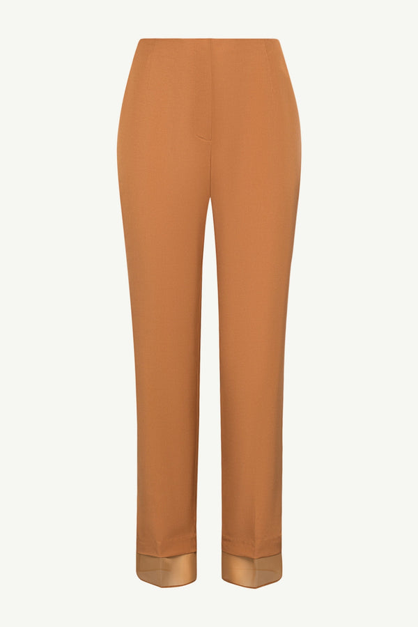 Rayan Organza Trim Trousers - Brown Sugar Clothing Veiled 