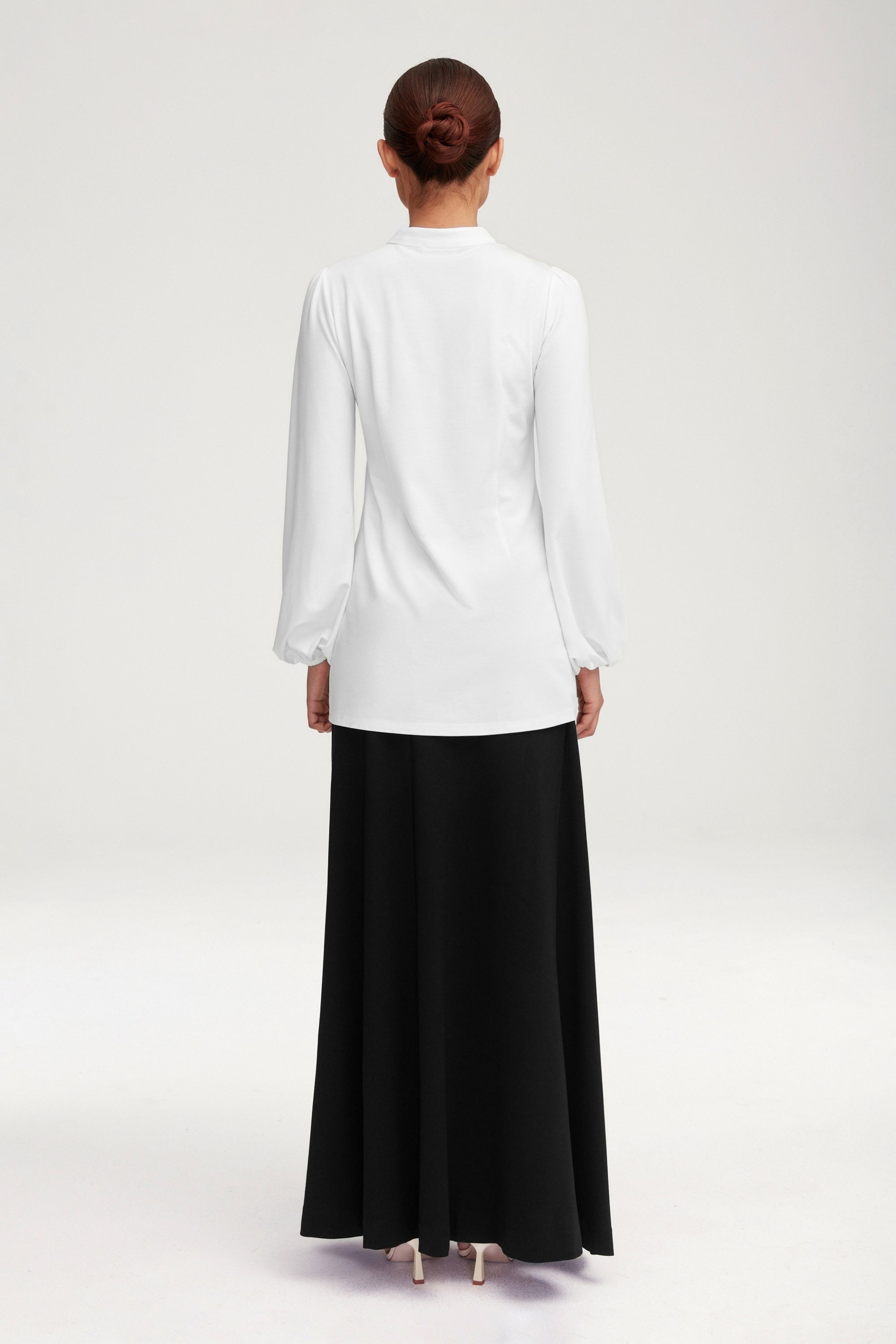 Rayana Jersey Button Down Top - White Clothing Veiled 