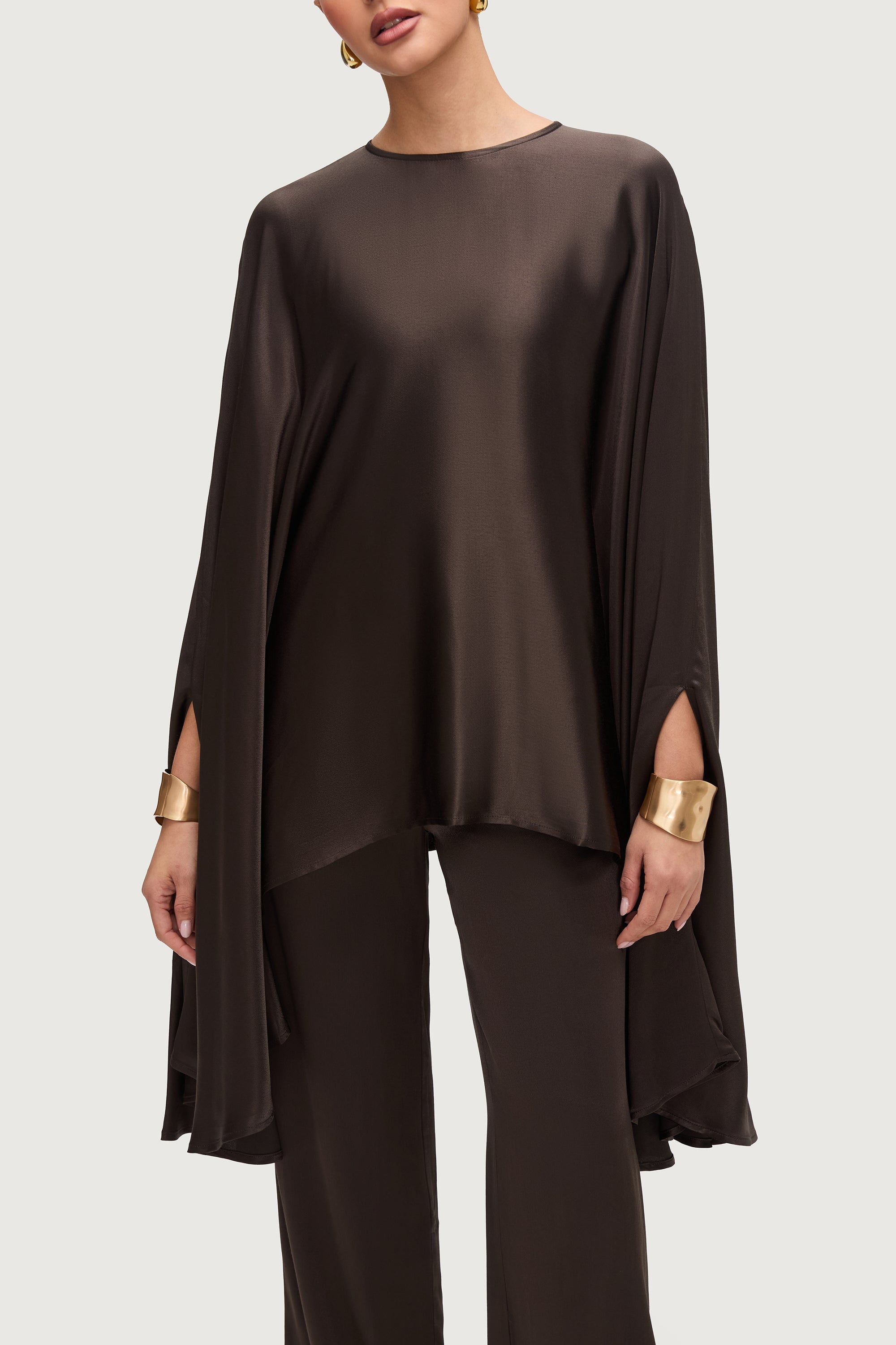 Razan Silk Inner Tie Top - Black Forest