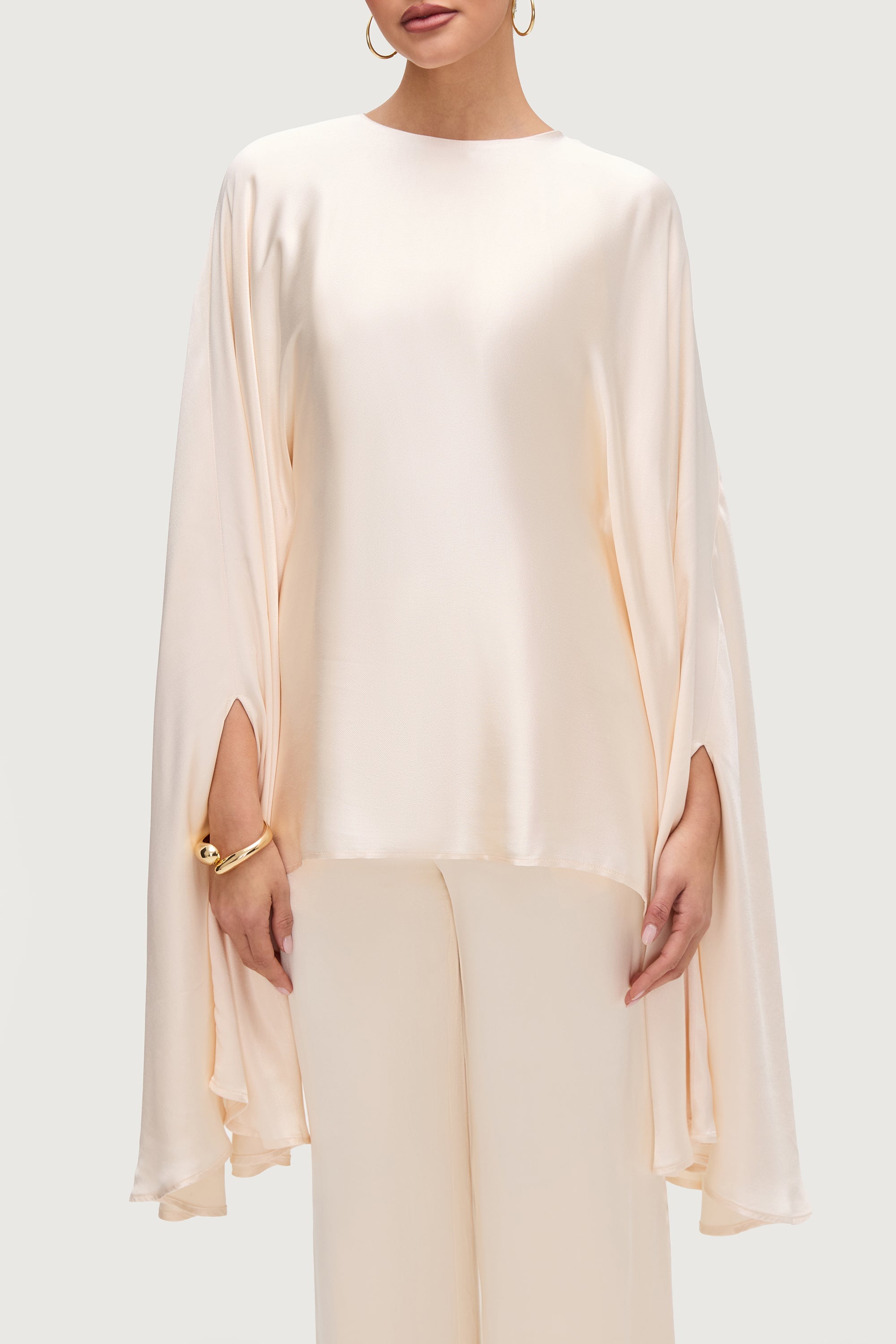 Razan Silk Inner Tie Top - Pearl Tops Veiled Collection 