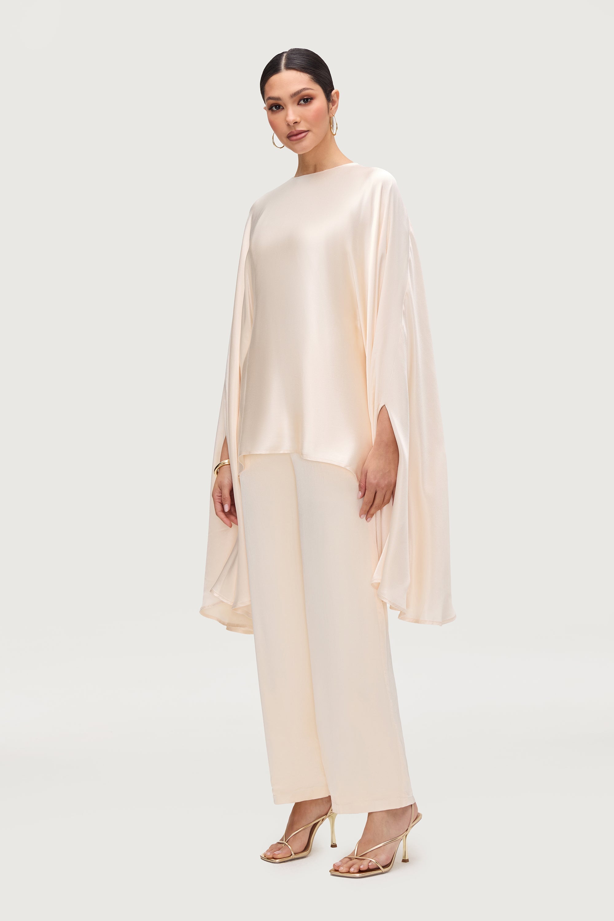 Razan Silk Inner Tie Top - Pearl Tops Veiled Collection 