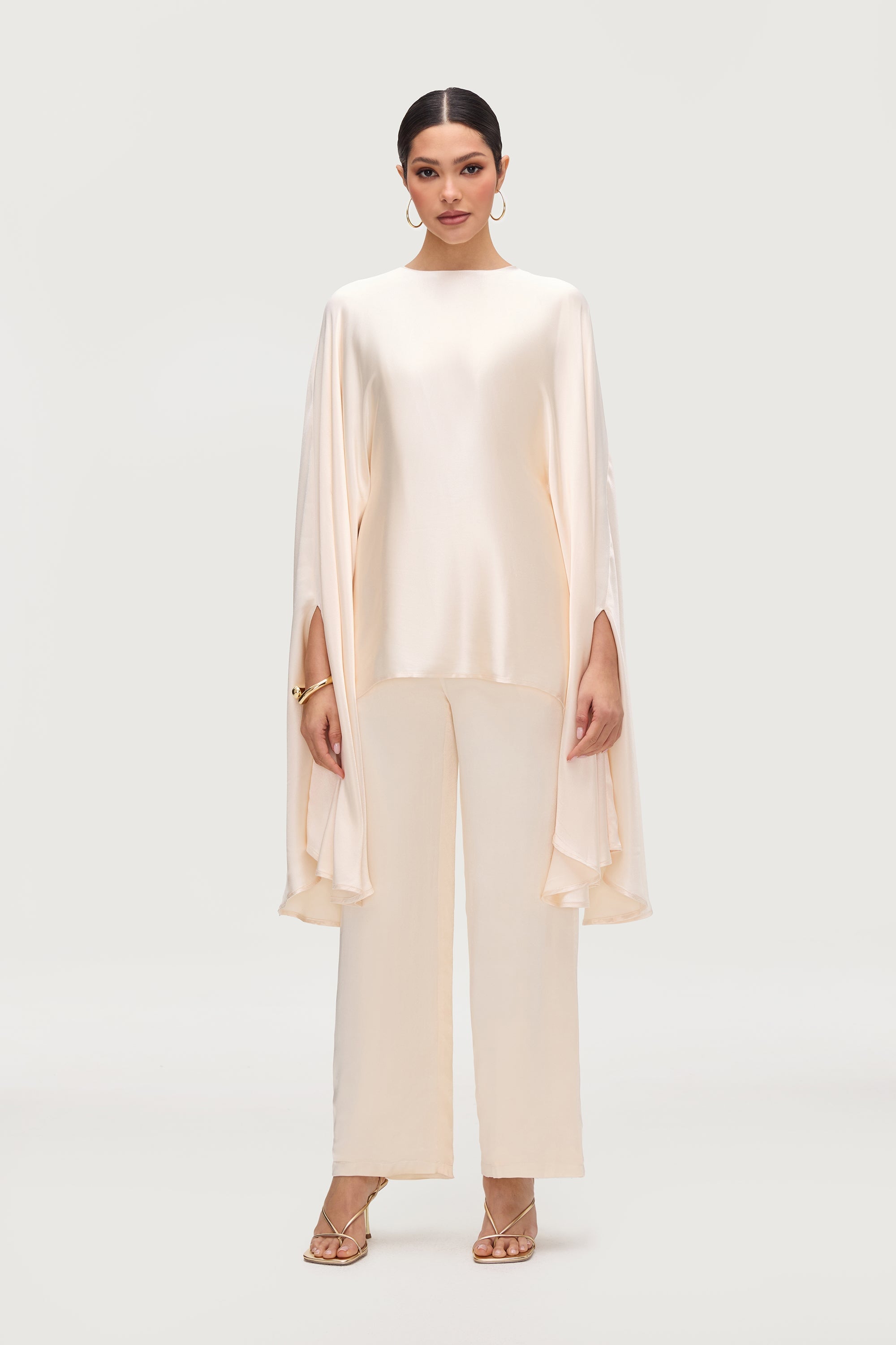 Razan Silk Inner Tie Top - Pearl Tops Veiled Collection 