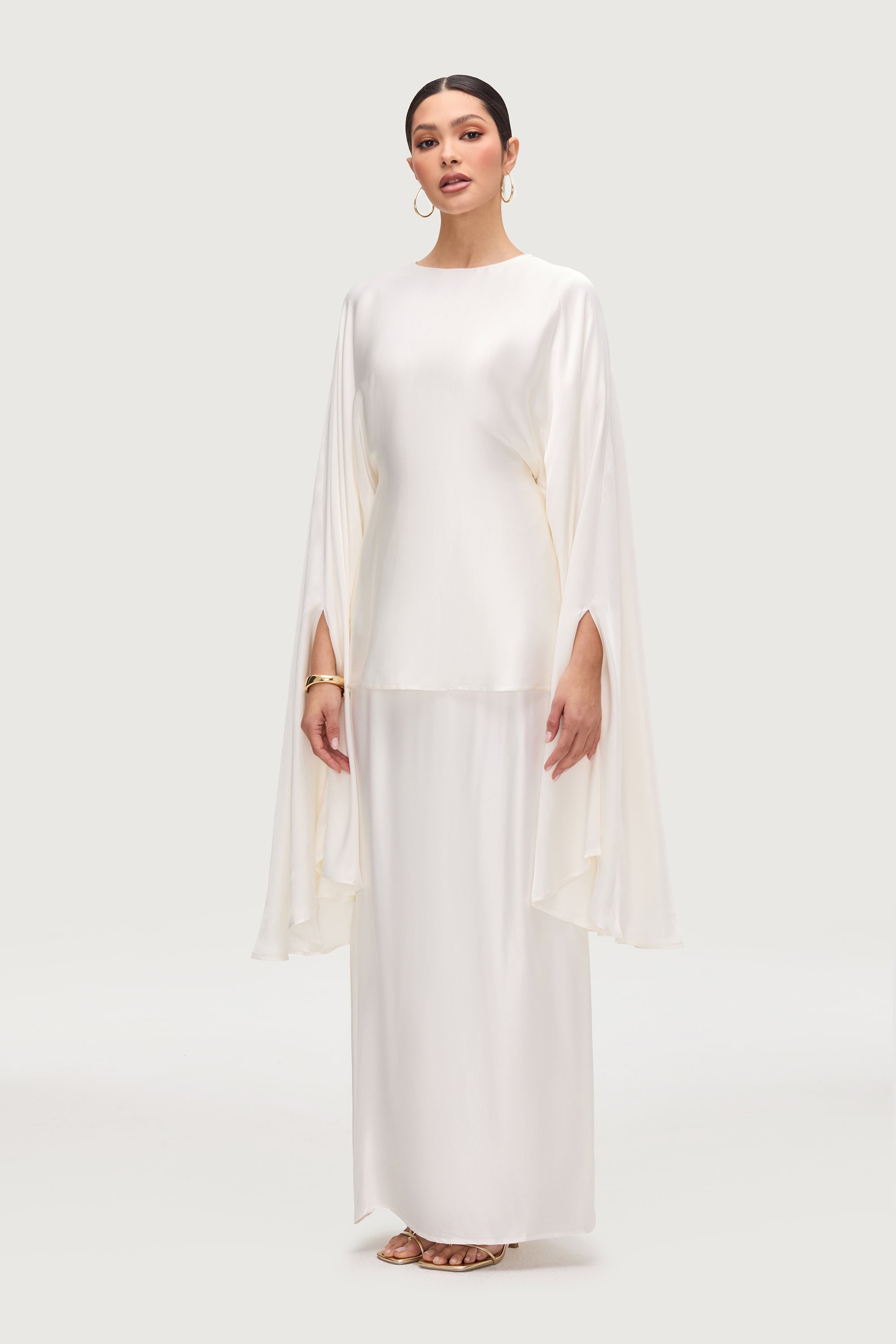 Razan Silk Inner Tie Top - White Tops Veiled Collection 