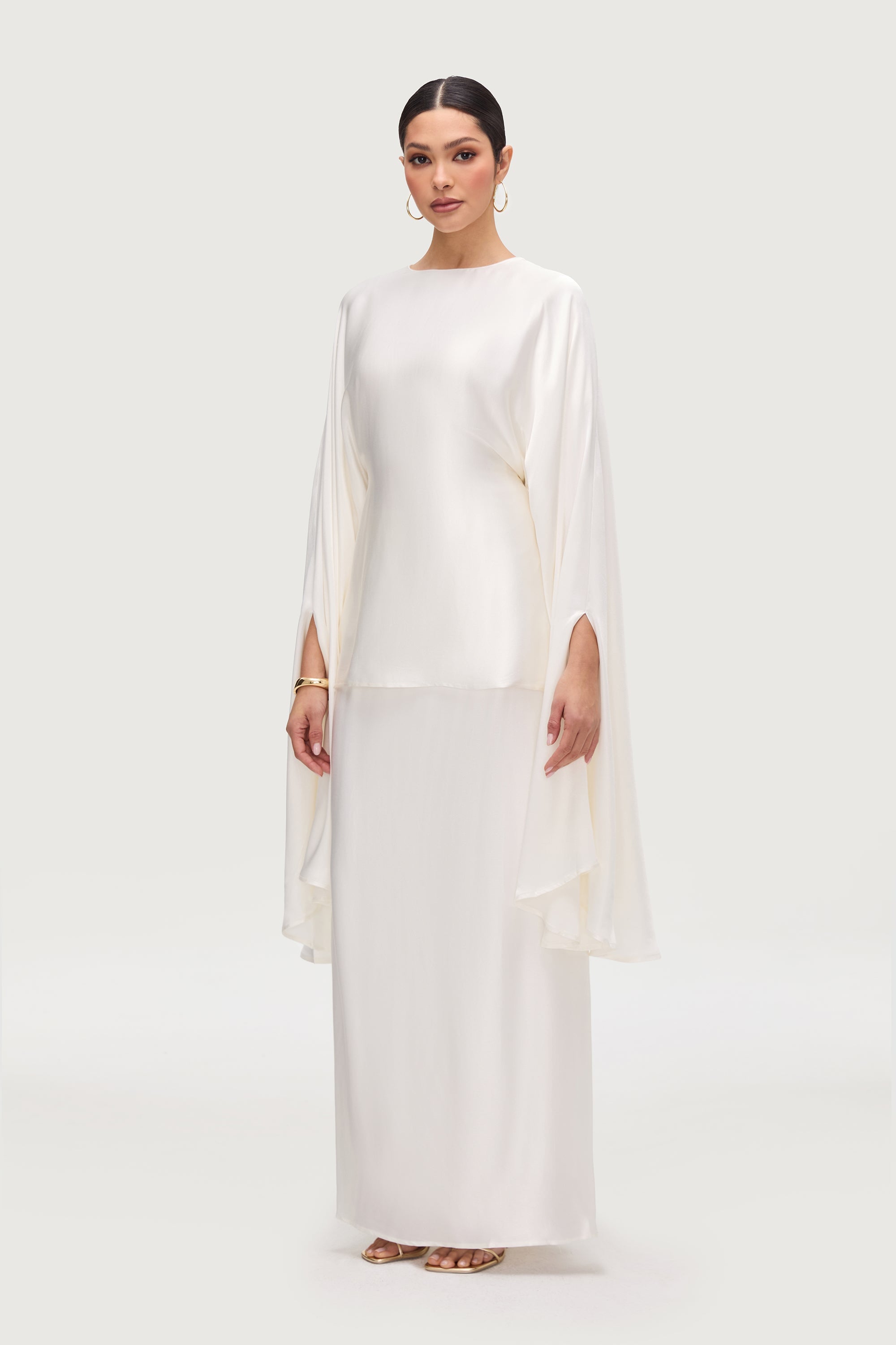 Razan Silk Inner Tie Top - White Tops Veiled Collection 