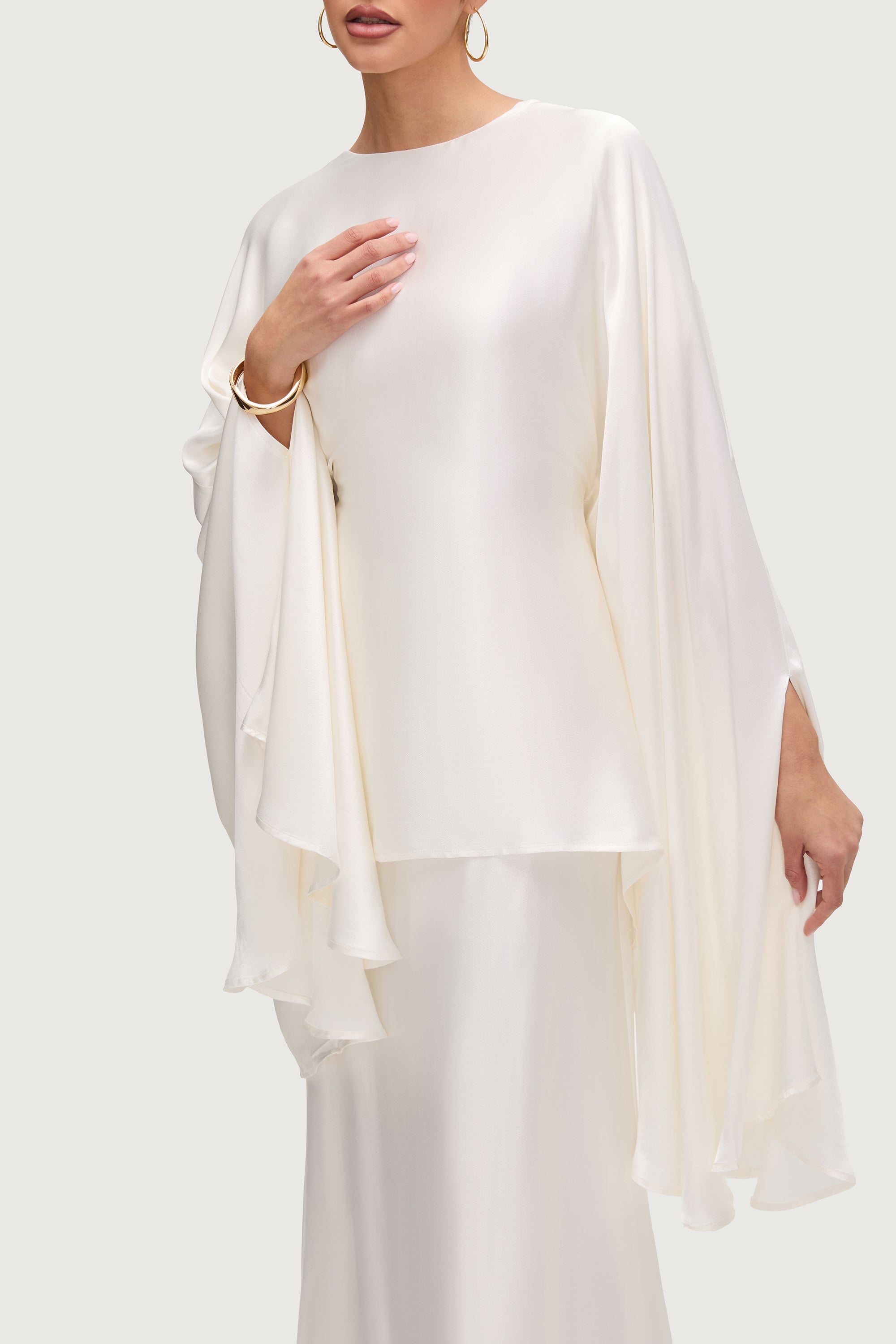 Razan Silk Inner Tie Top - White Tops Veiled Collection 