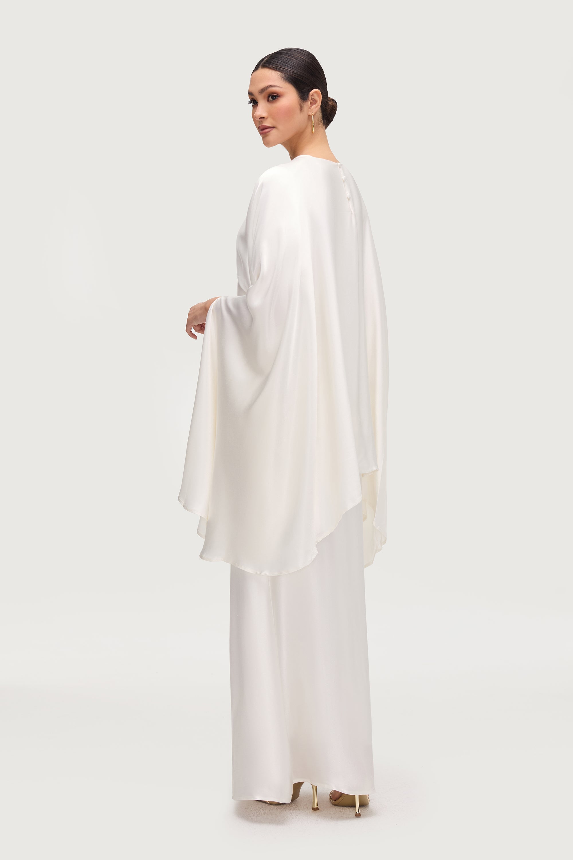 Razan Silk Inner Tie Top - White Tops Veiled Collection 