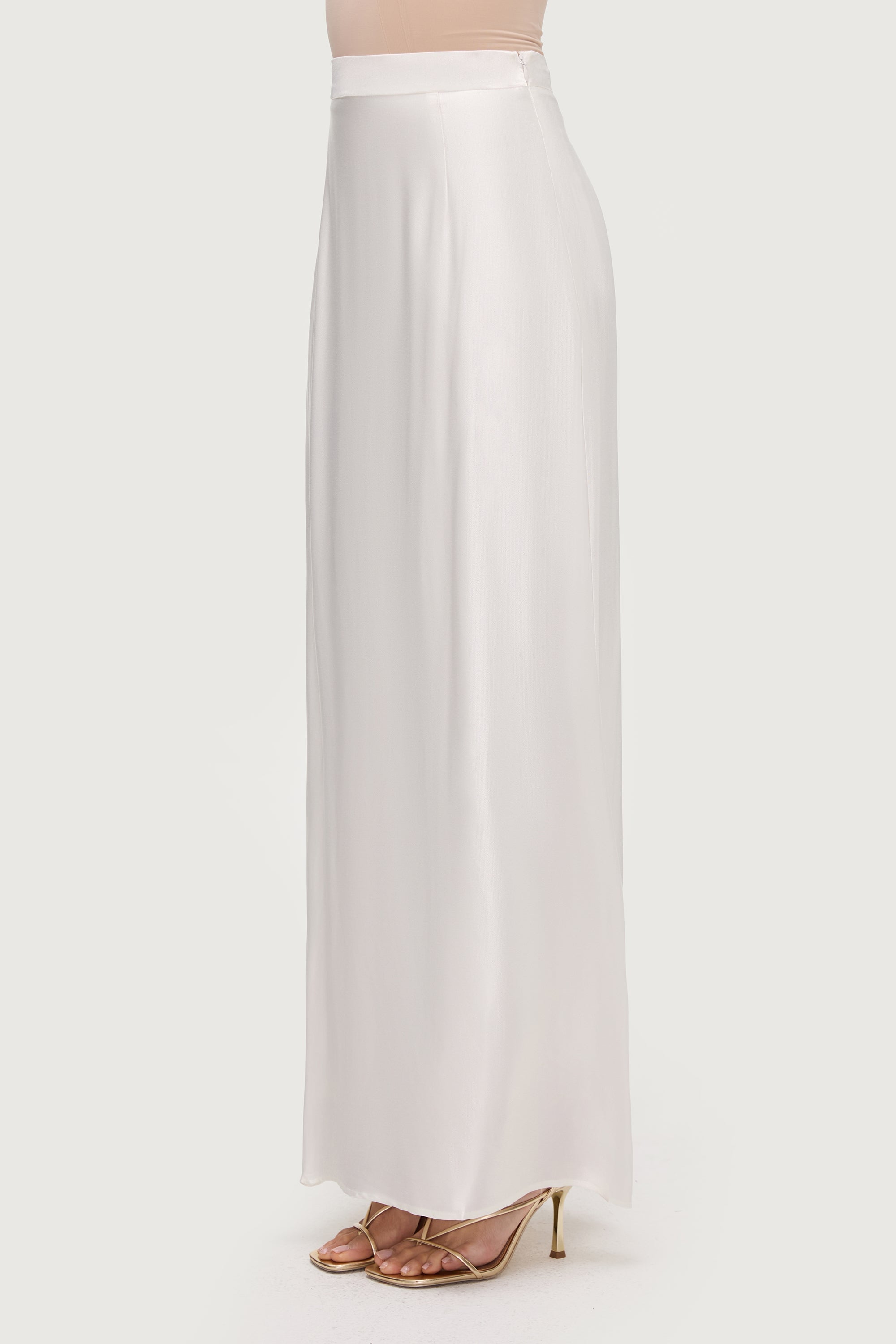 Razan Silk Maxi Skirt - White Bottoms Veiled Collection 