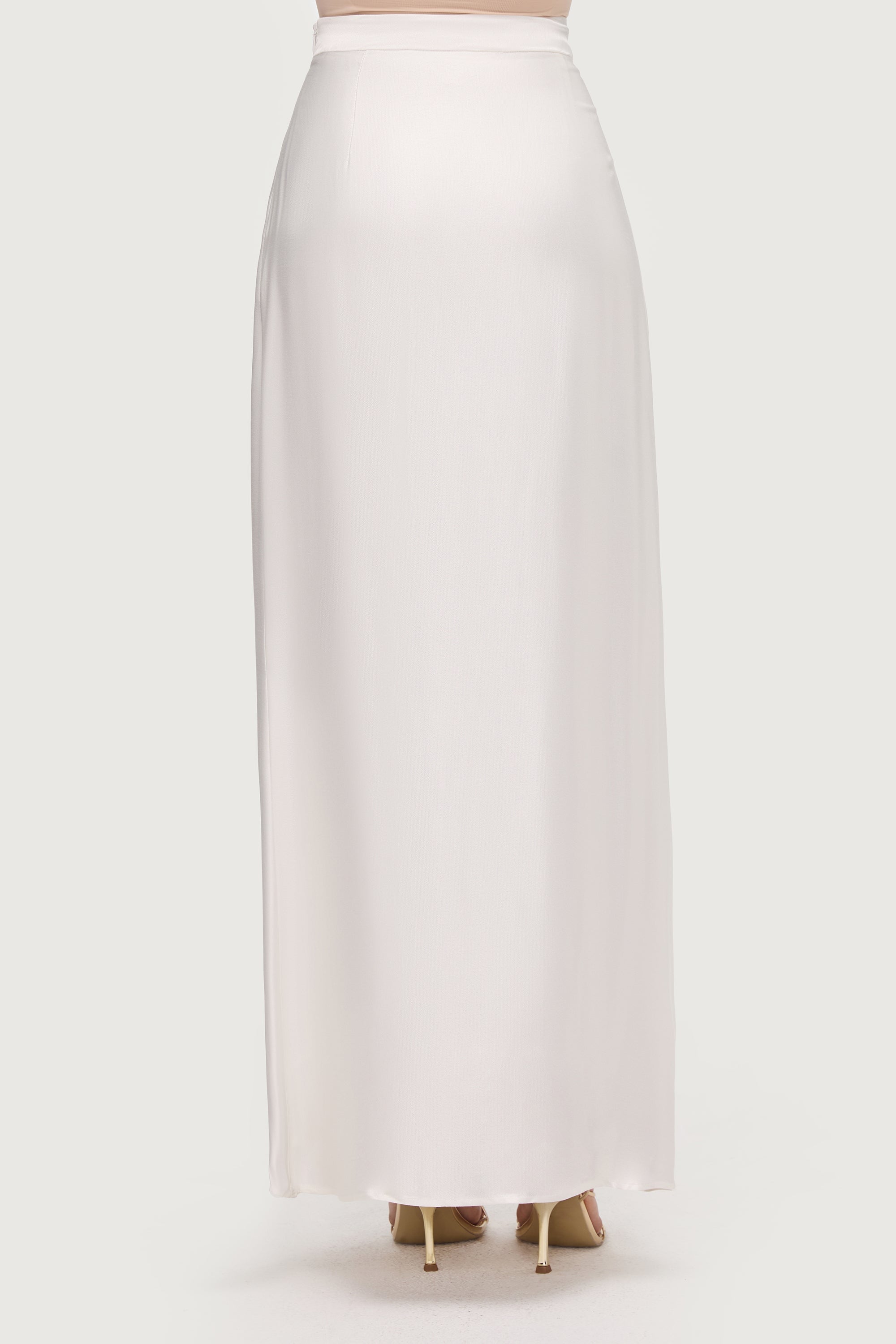 Razan Silk Maxi Skirt - White Bottoms Veiled Collection 