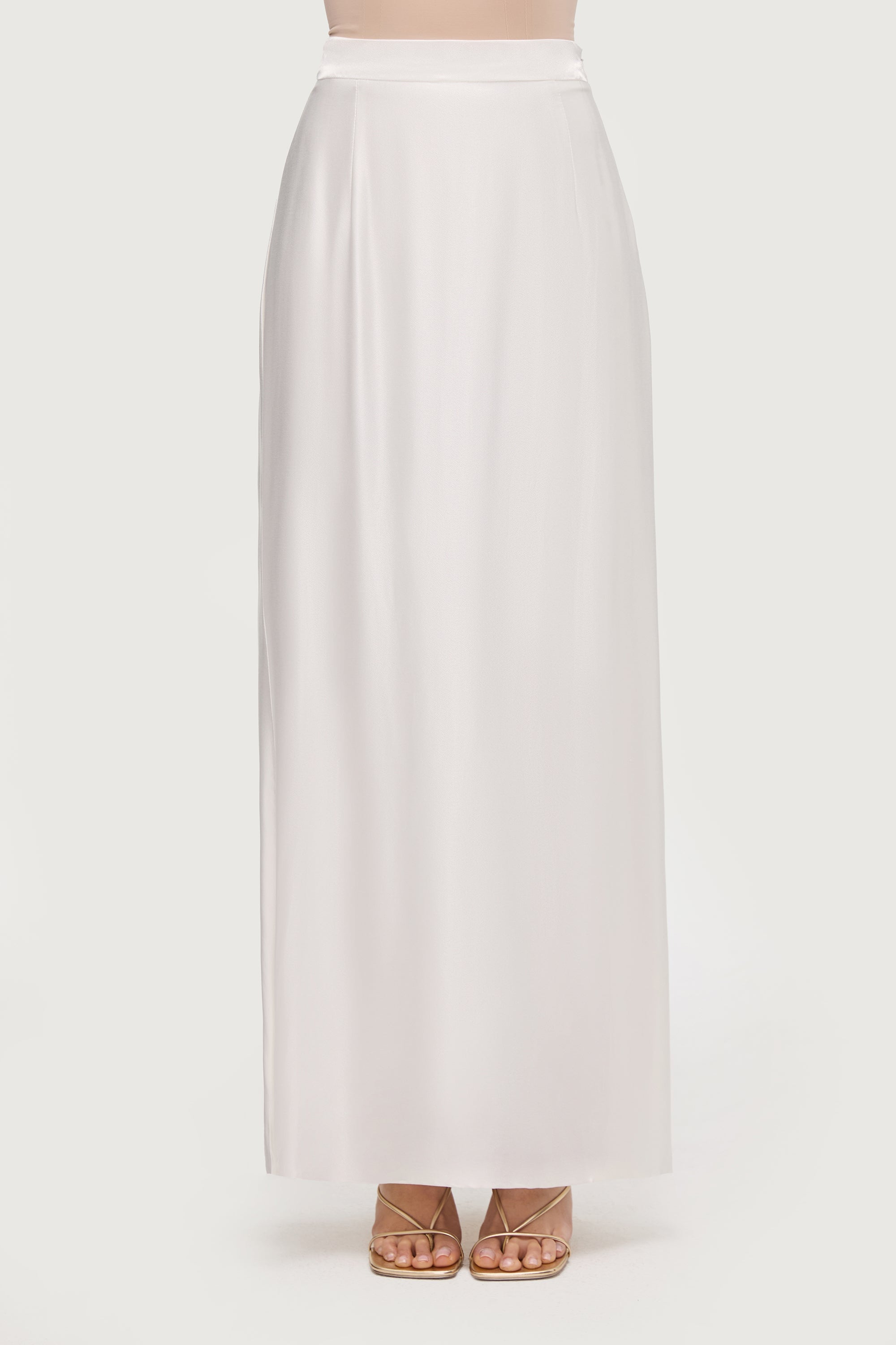 Razan Silk Maxi Skirt - White Bottoms Veiled Collection 