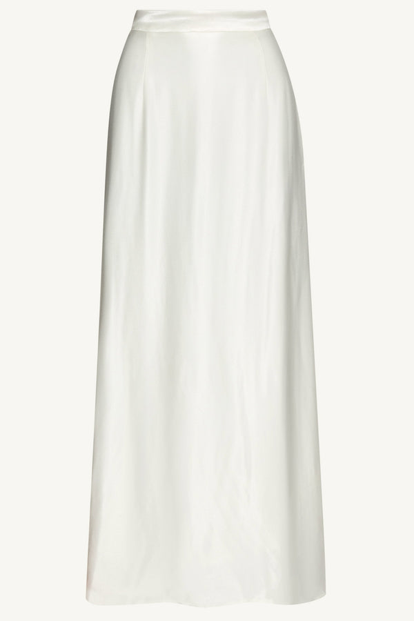 Razan Silk Maxi Skirt - White Bottoms Veiled Collection 