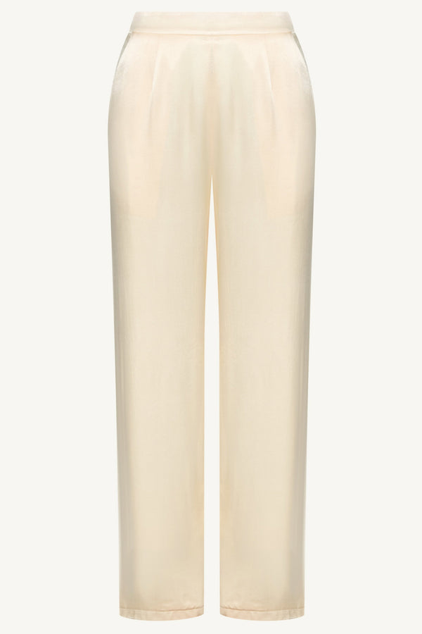 Razan Silk Wide Leg Pants - Pearl Bottoms Veiled Collection 