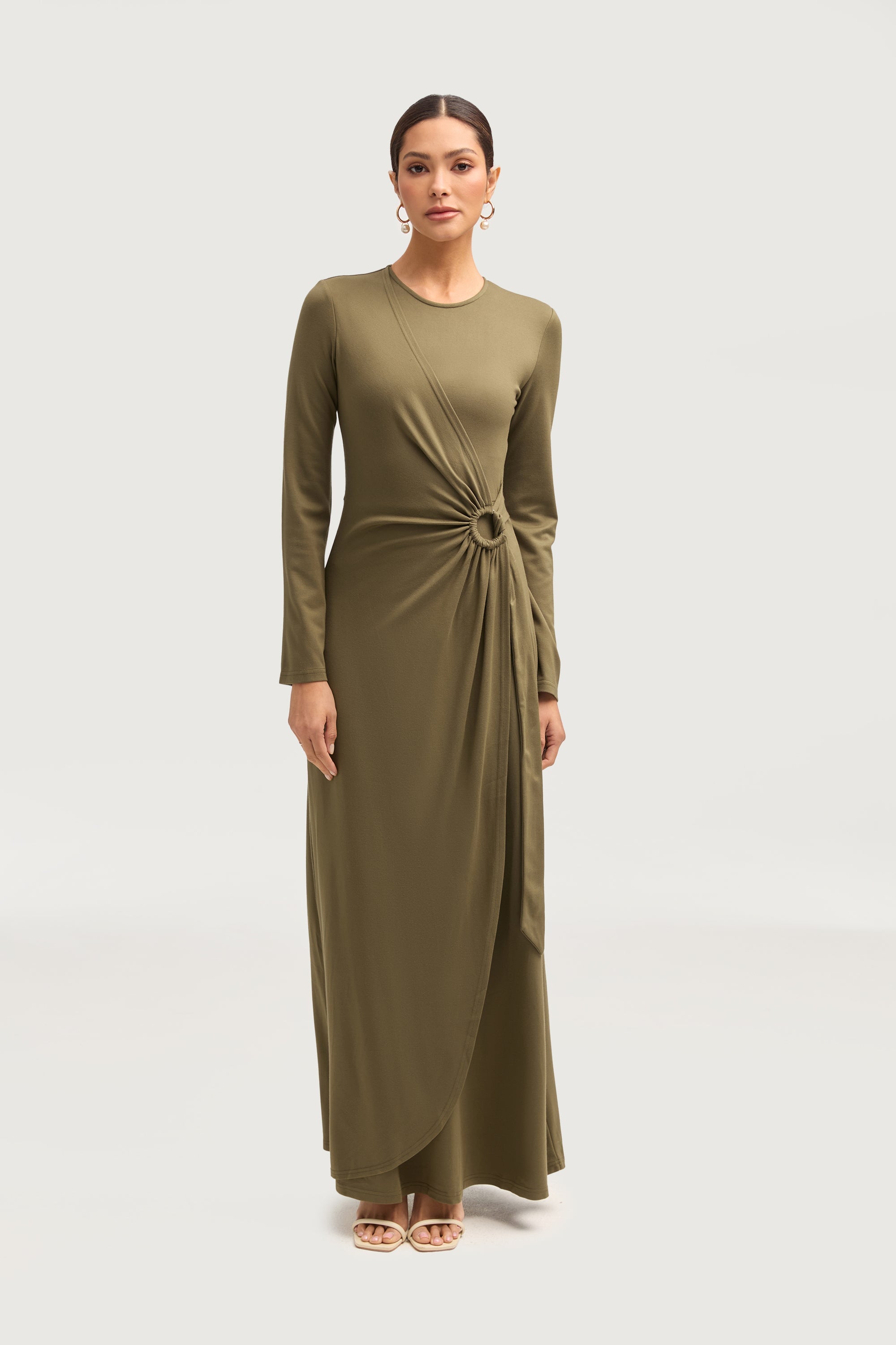 Reema Wrap Maxi Dress - Olive Dresses Veiled 