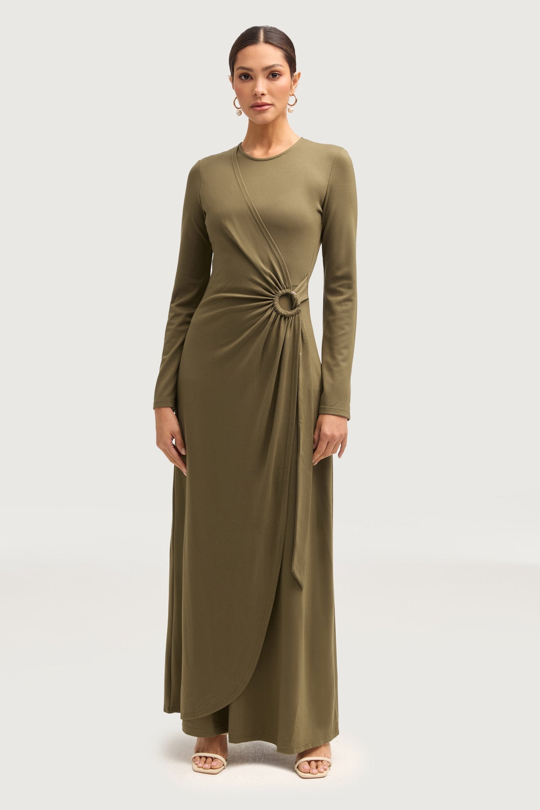 Reema Wrap Maxi Dress - Olive Dresses Veiled 