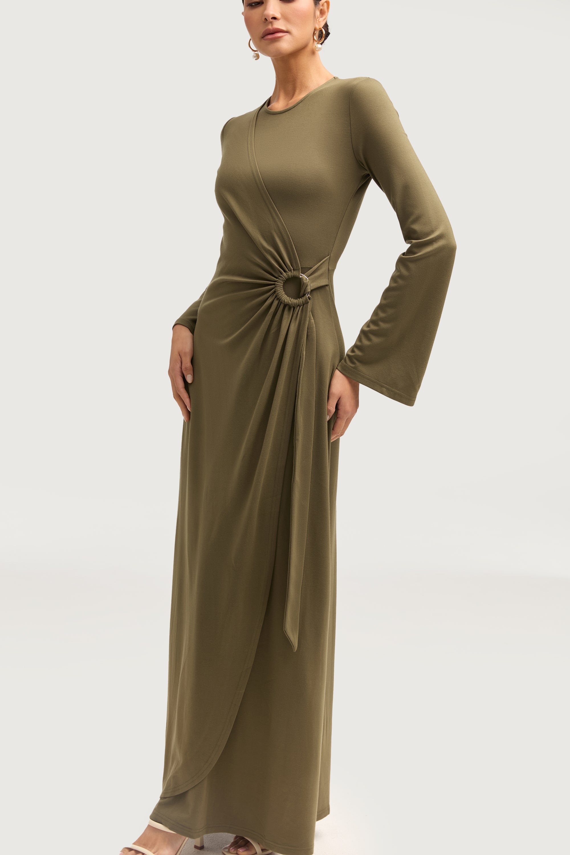 Reema Wrap Maxi Dress - Olive Dresses Veiled 