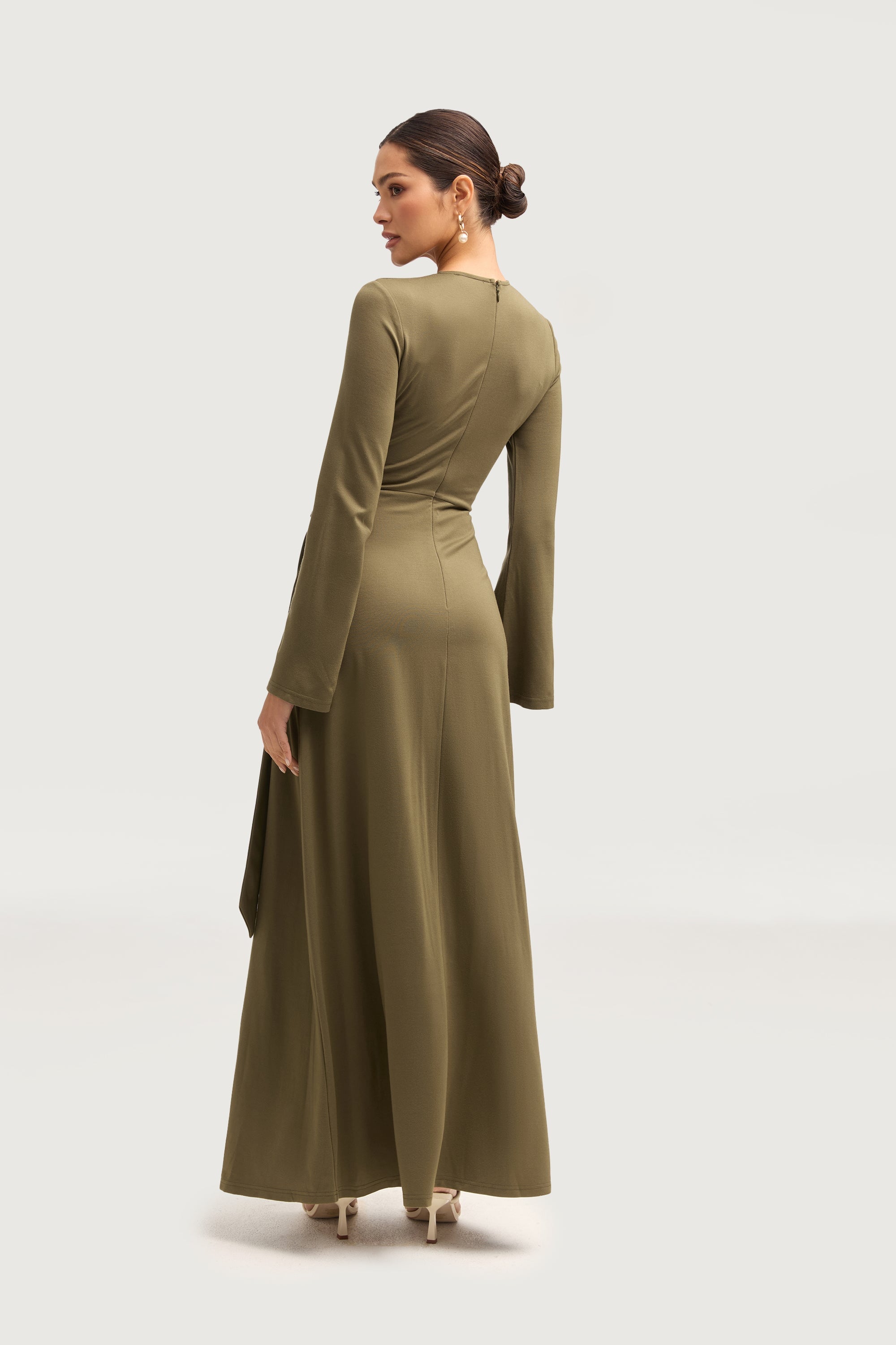 Reema Wrap Maxi Dress - Olive Dresses Veiled 