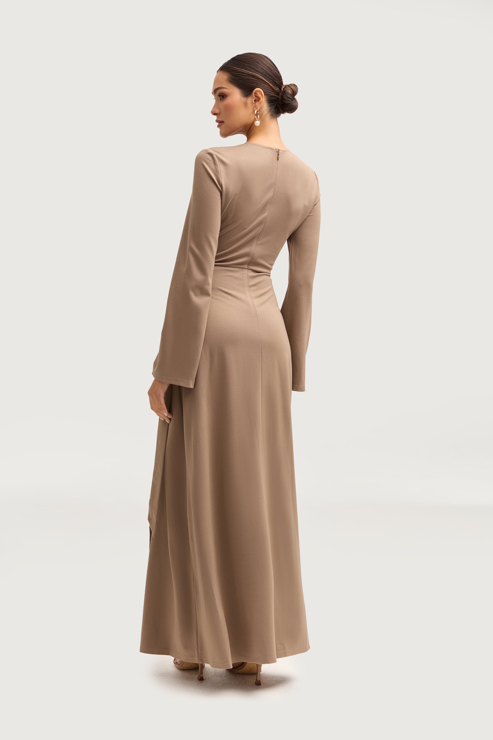 Reema Wrap Maxi Dress - Taupe Dresses Veiled 