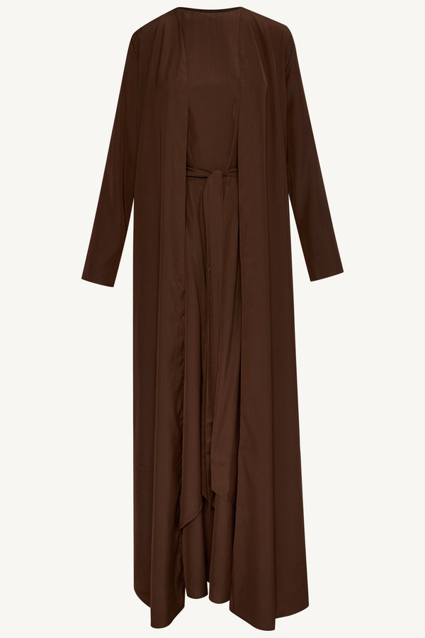 Rehana Three Piece Abaya Set - Espresso Sets Veiled 