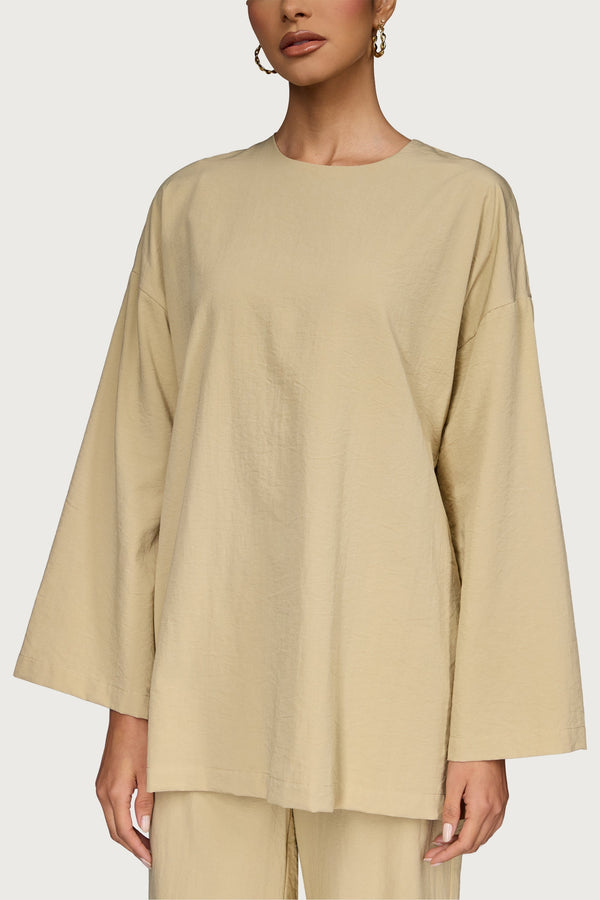 Relaxed Cotton Blend Top - Truffle Dresses Veiled 