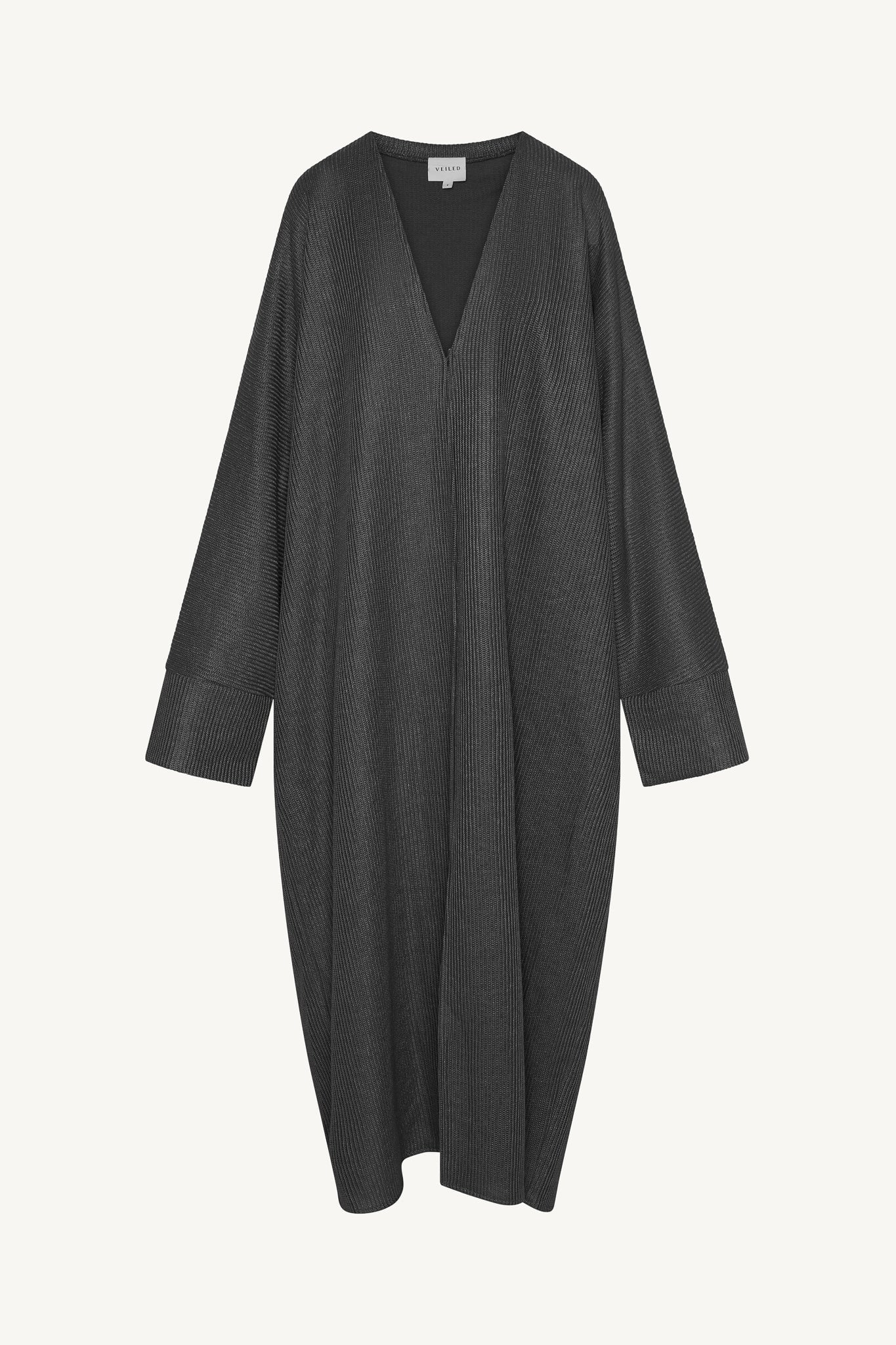 Relaxed Knit Open Abaya - Iron Abayas Veiled 
