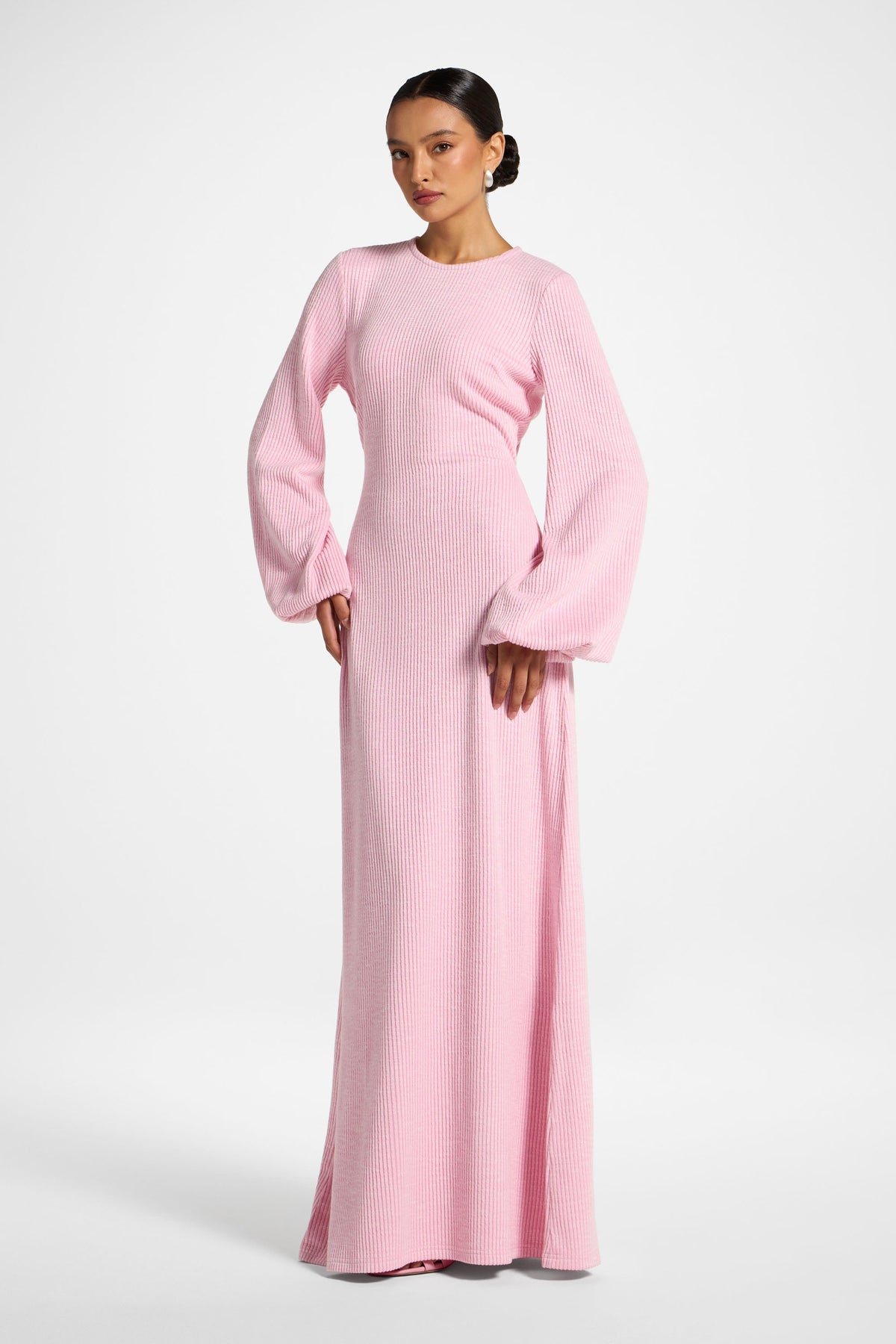 Rib Tie Back Maxi Dress - Just Pink Dress Veiled 