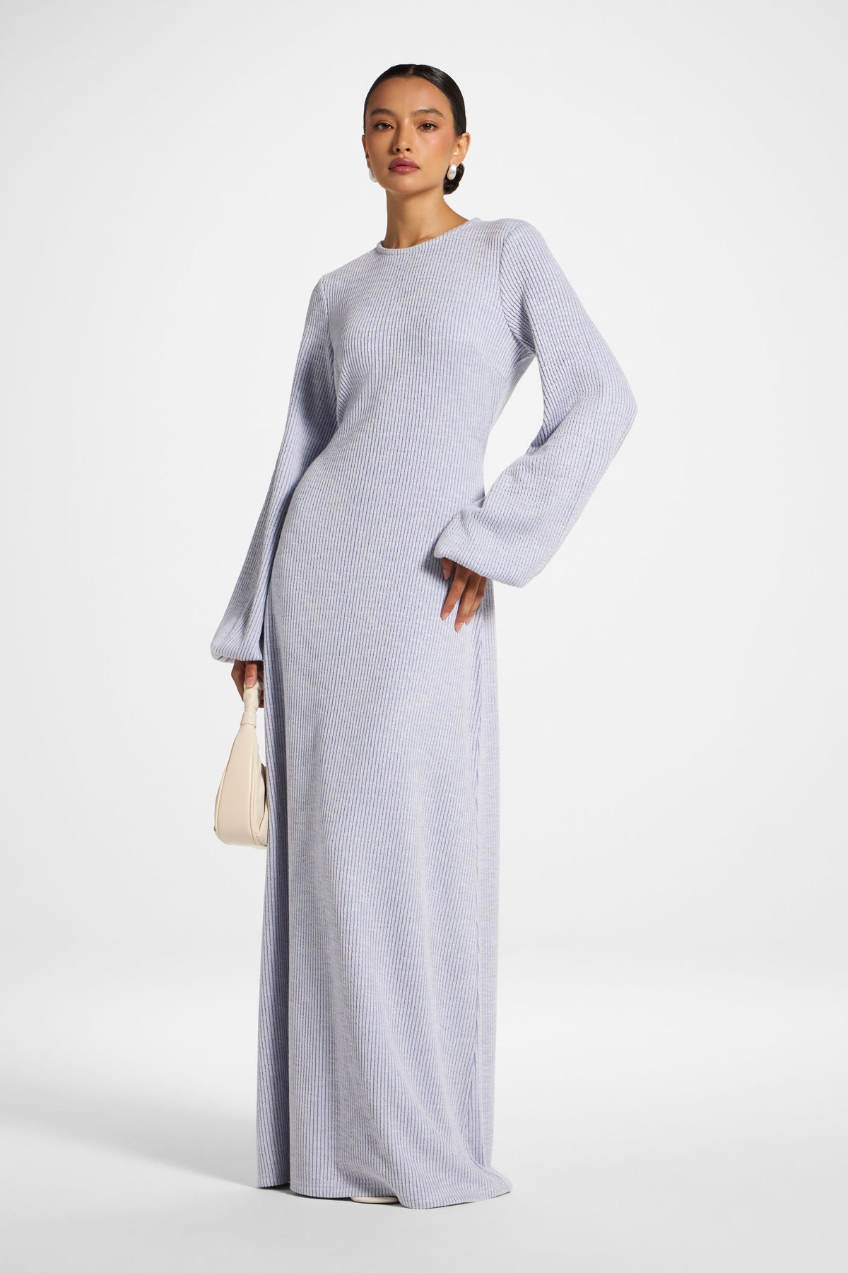 Rib Tie Back Maxi Dress - Periwinkle Dress Veiled 