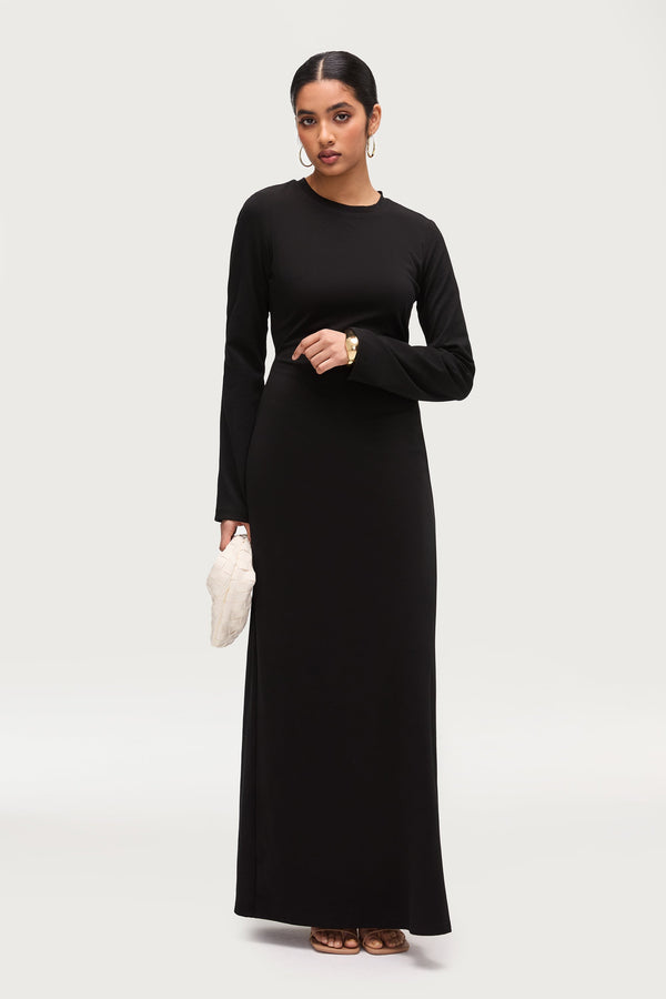 Ribbed Cotton Maxi Dress - Black Dresses Veiled 