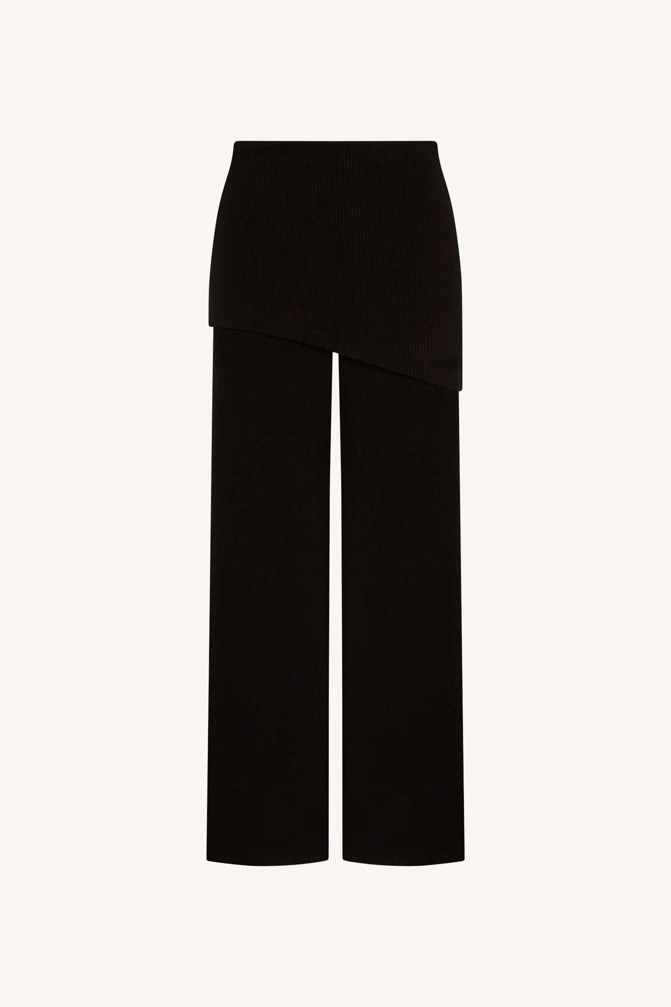 Ribbed Knit Foldover Wide Leg Pants - Black Abayas Veiled 