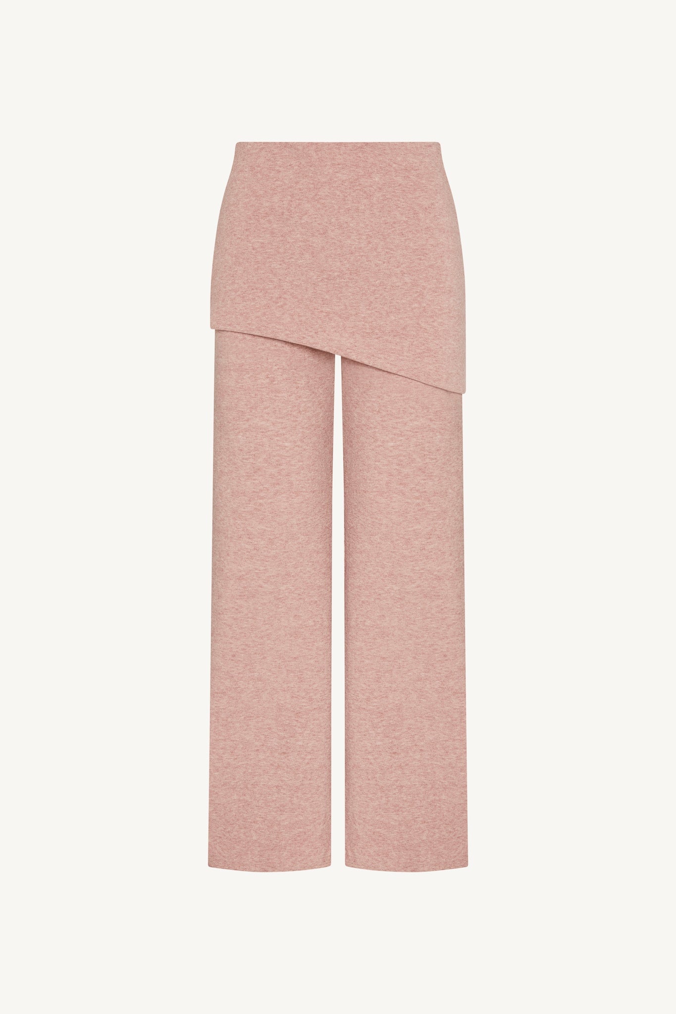 Ribbed Knit Foldover Wide Leg Pants - Dusty Rose Abayas Veiled 